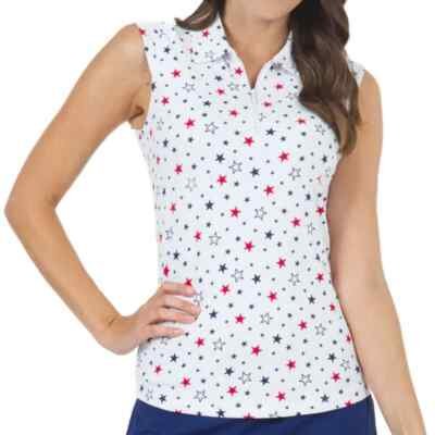 IBKUL Sleeveless Zip Polo Celebration White/Red
