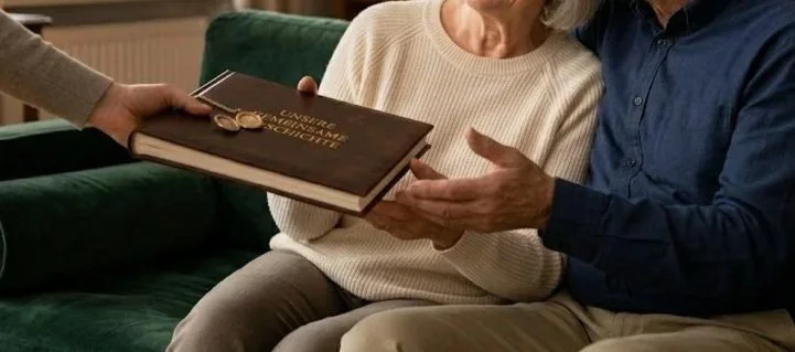 Personen, die ein Buch namens "Unsere gemeinsame Zukunft" übergeben.