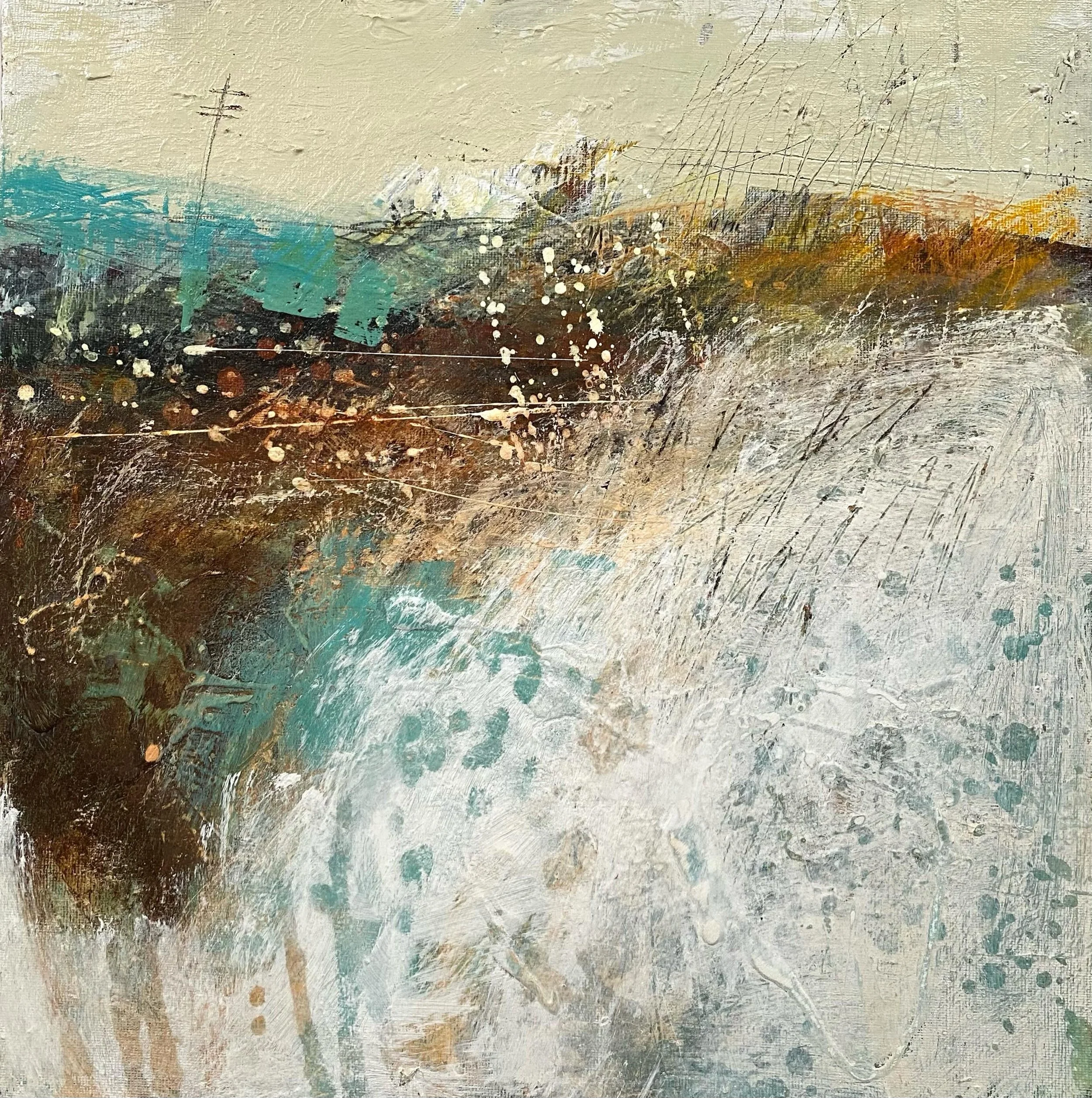 I think I have been missing these textures. I love landscapes that are chaotic, rambling and unkempt. This one became such a joy when that turquoise sat next to the umber. It&rsquo;s a small one 12&rdquo; x12&rdquo;. Now to perhaps go a bit bigger #r