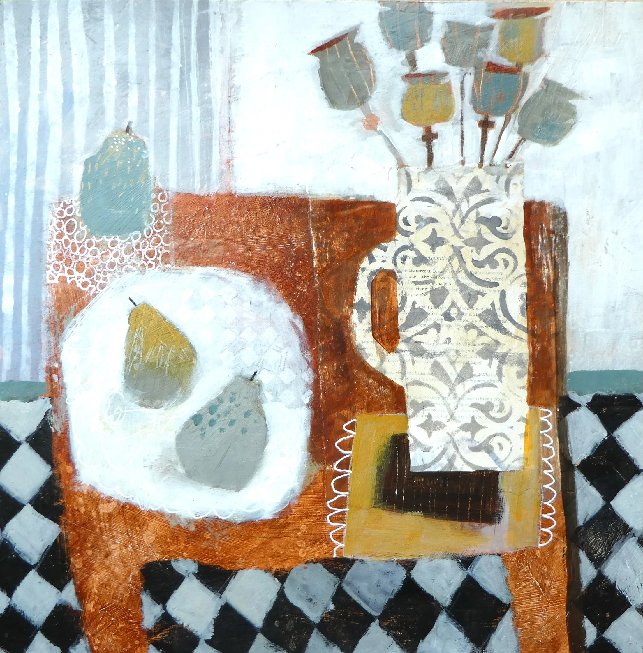 Jan Munro Artist Poppy heads and pears