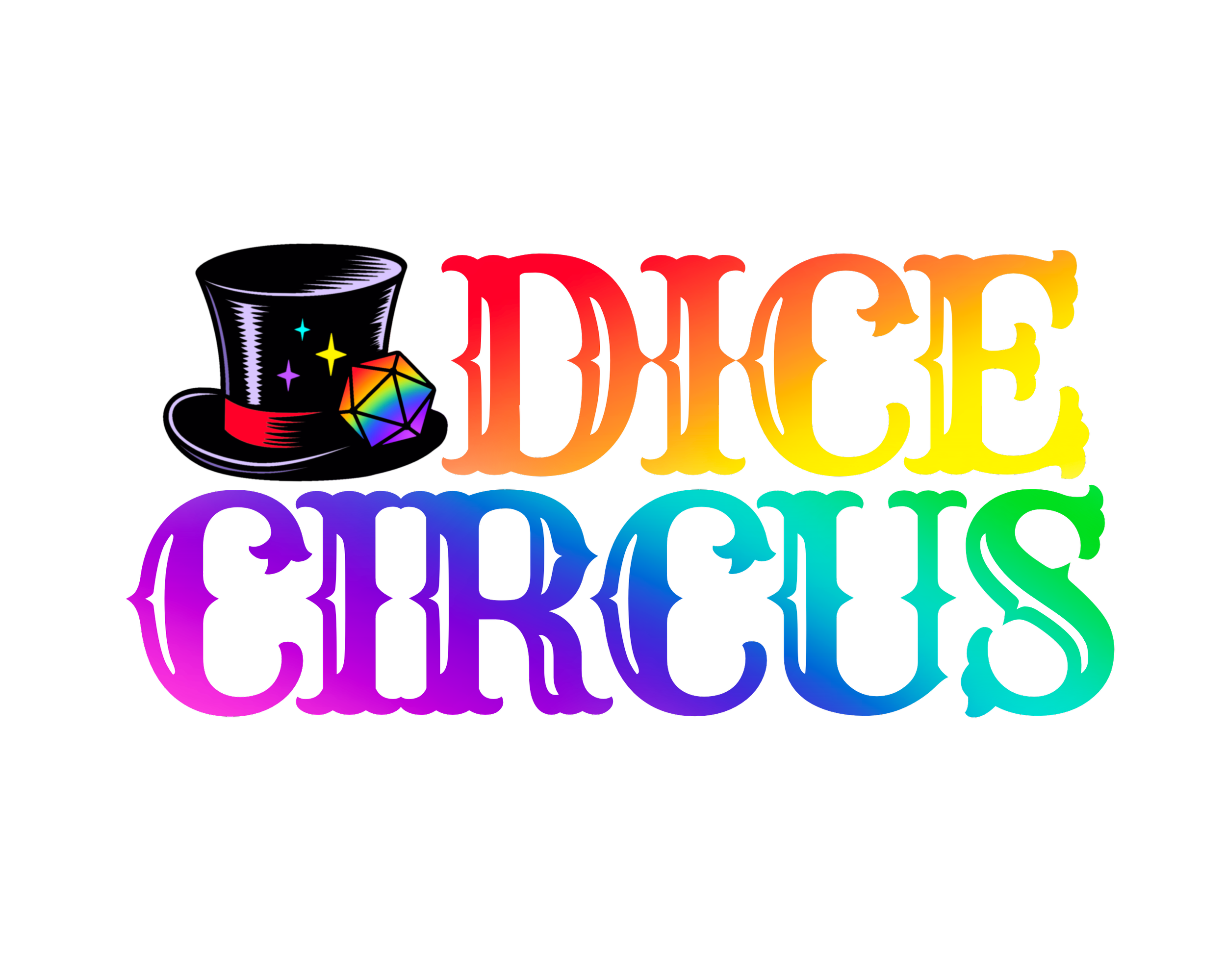 Colorful neon sign reading 'DICE CIRCUS' with a top hat and a rainbow-colored die