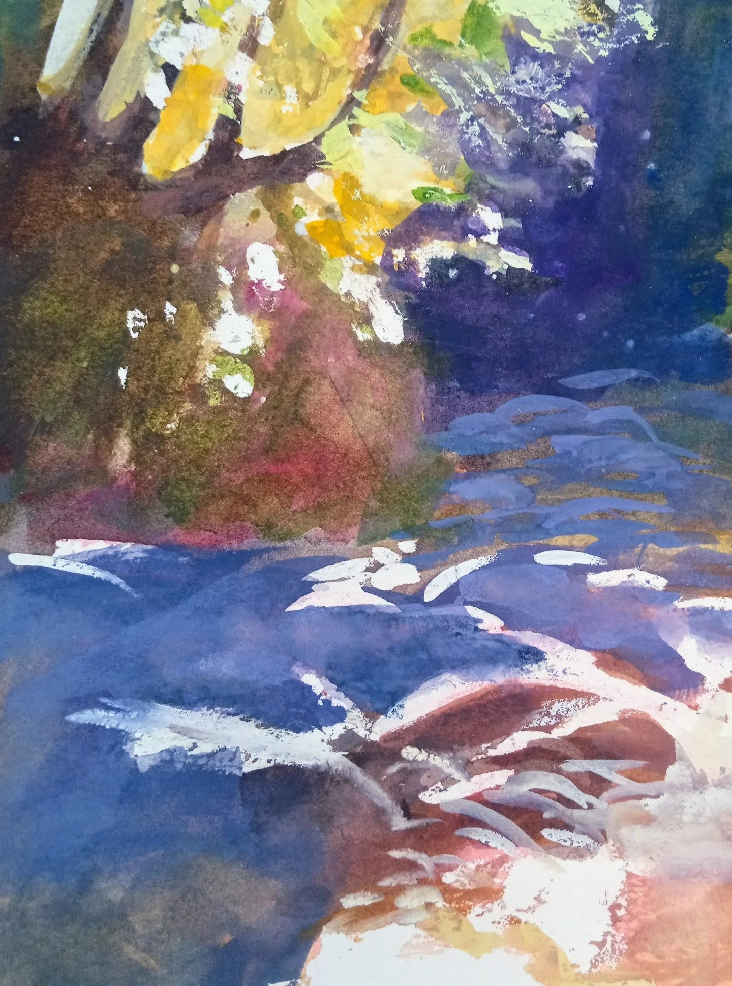 Abstract of a creek bed. After Nathan Fowkes. Mixed media on watercolor paper.

#art #artist #painting #landscape #watercolor #gouache #abstractart