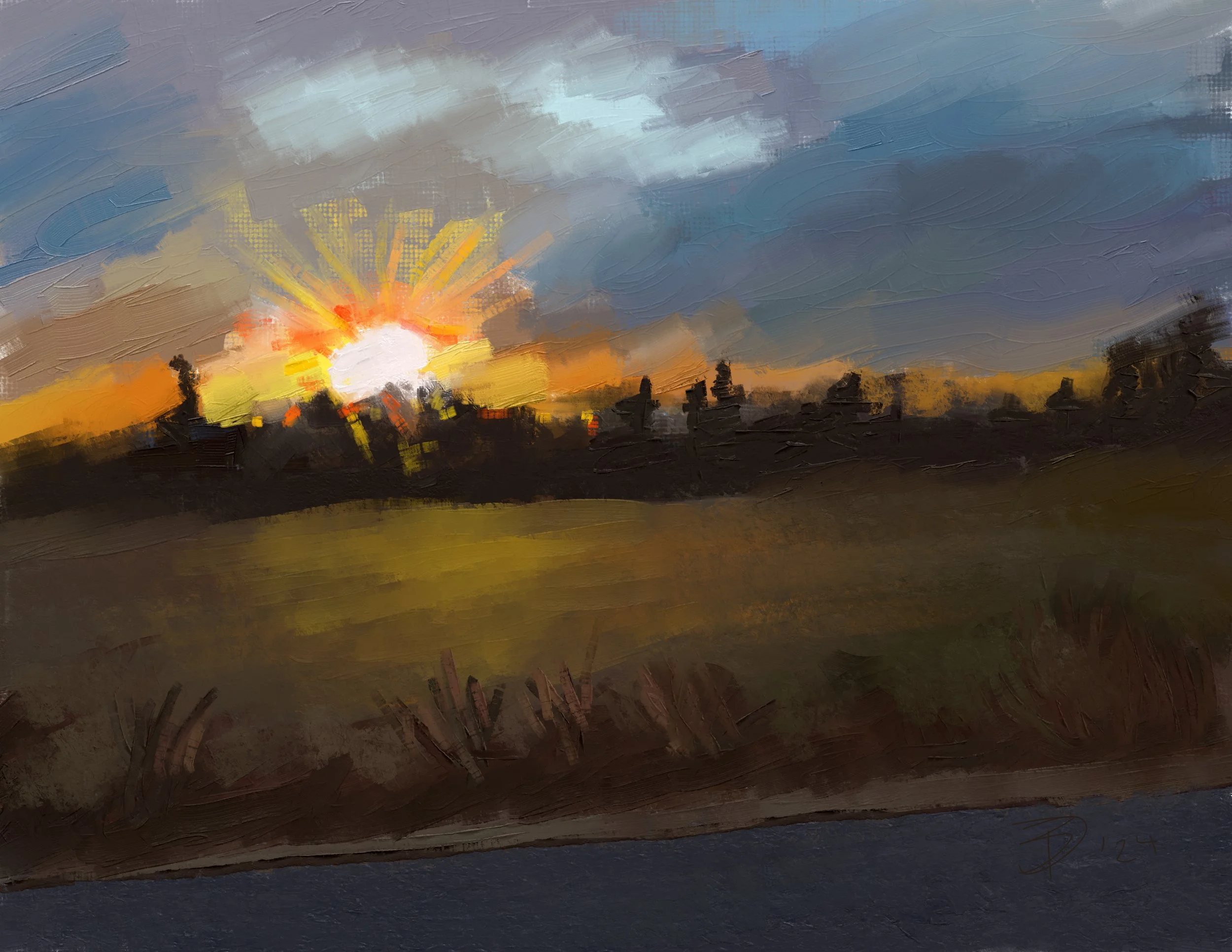 Sunset near Salem, OR. Digital painting. Image courtesy of @codyblackphotographytour 

#art #artist #landscape #painting #digitalpainting #sunset