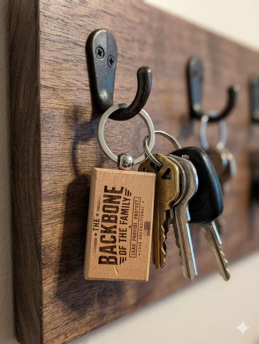 Custom Engraved Father’s Day Wooden Keychain