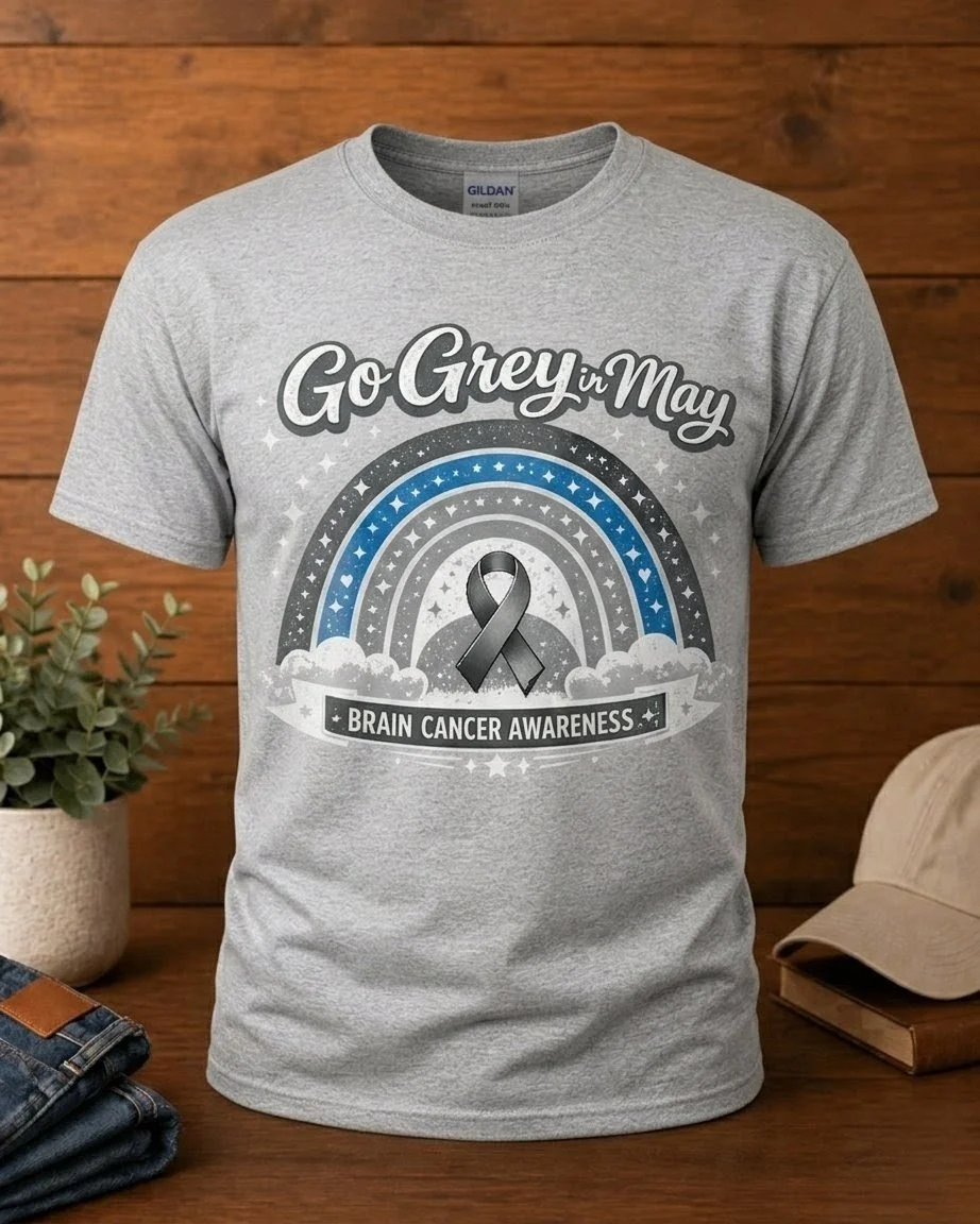 The Hope Rainbow - Go Grey in May - Brain Cancer Awareness  T-Shirt