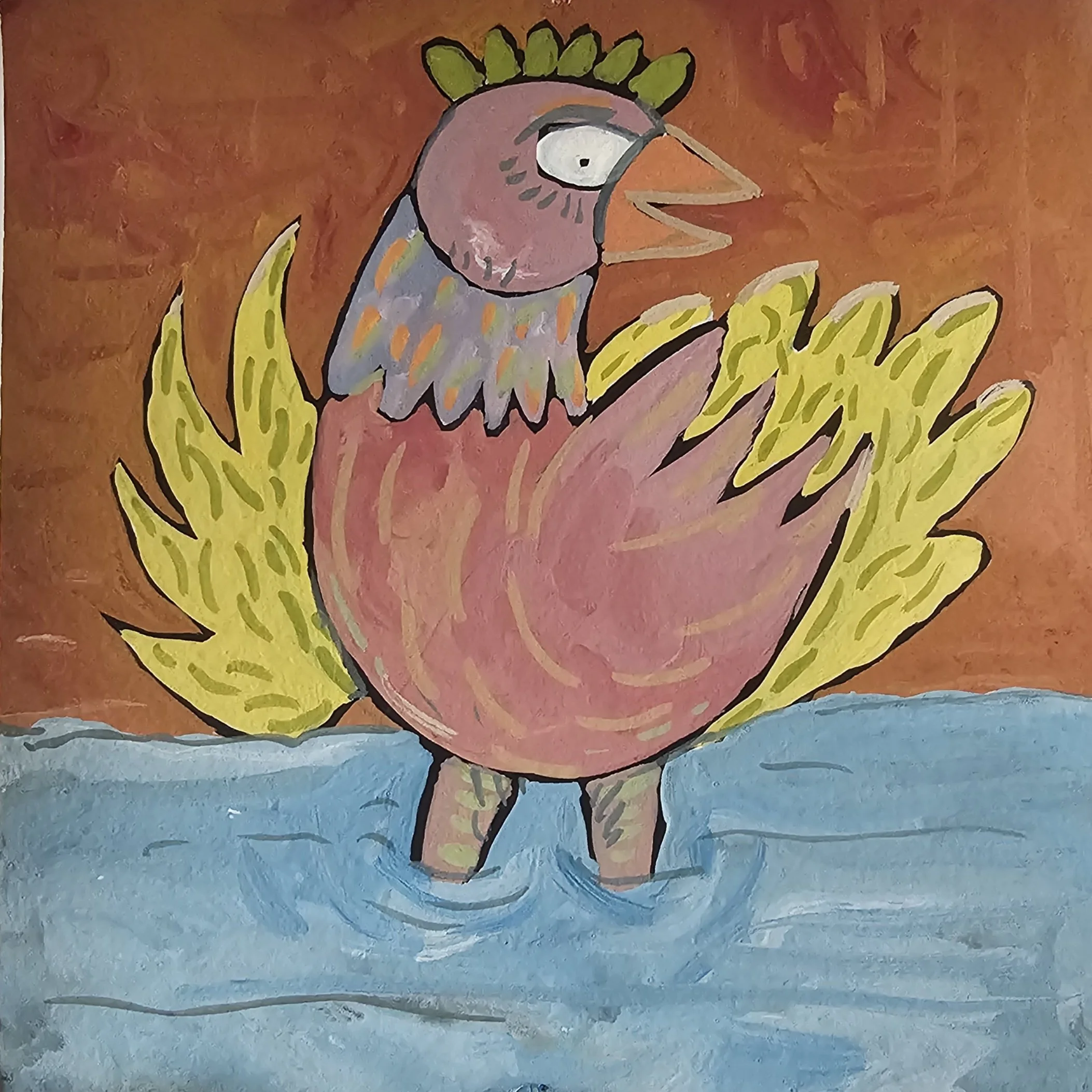 Poules 90 - 30 x 30 cm - 75€ (hors cadre et livraison)