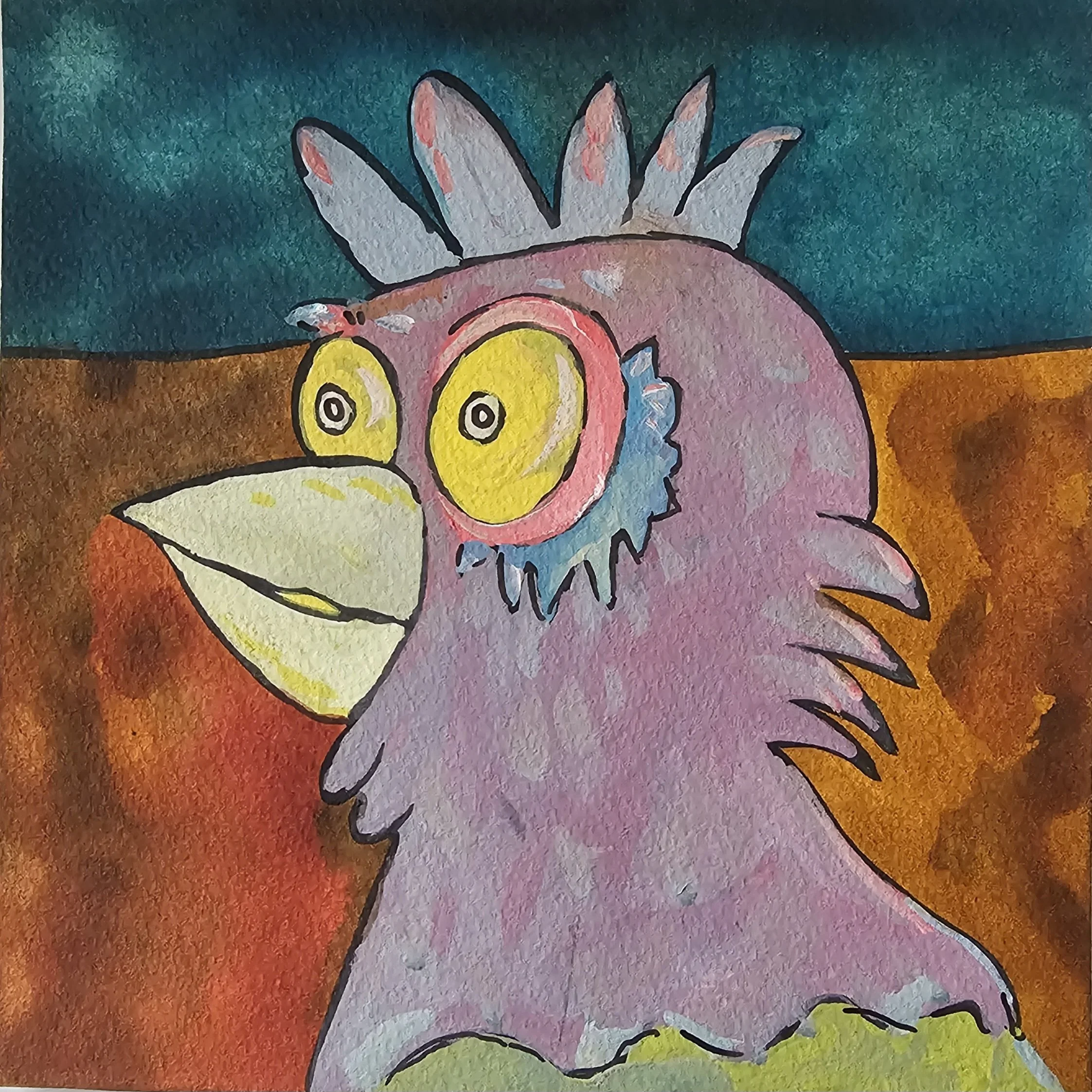 Poules 46 - 30 x 30 cm - 75€ (hors cadre et livraison)