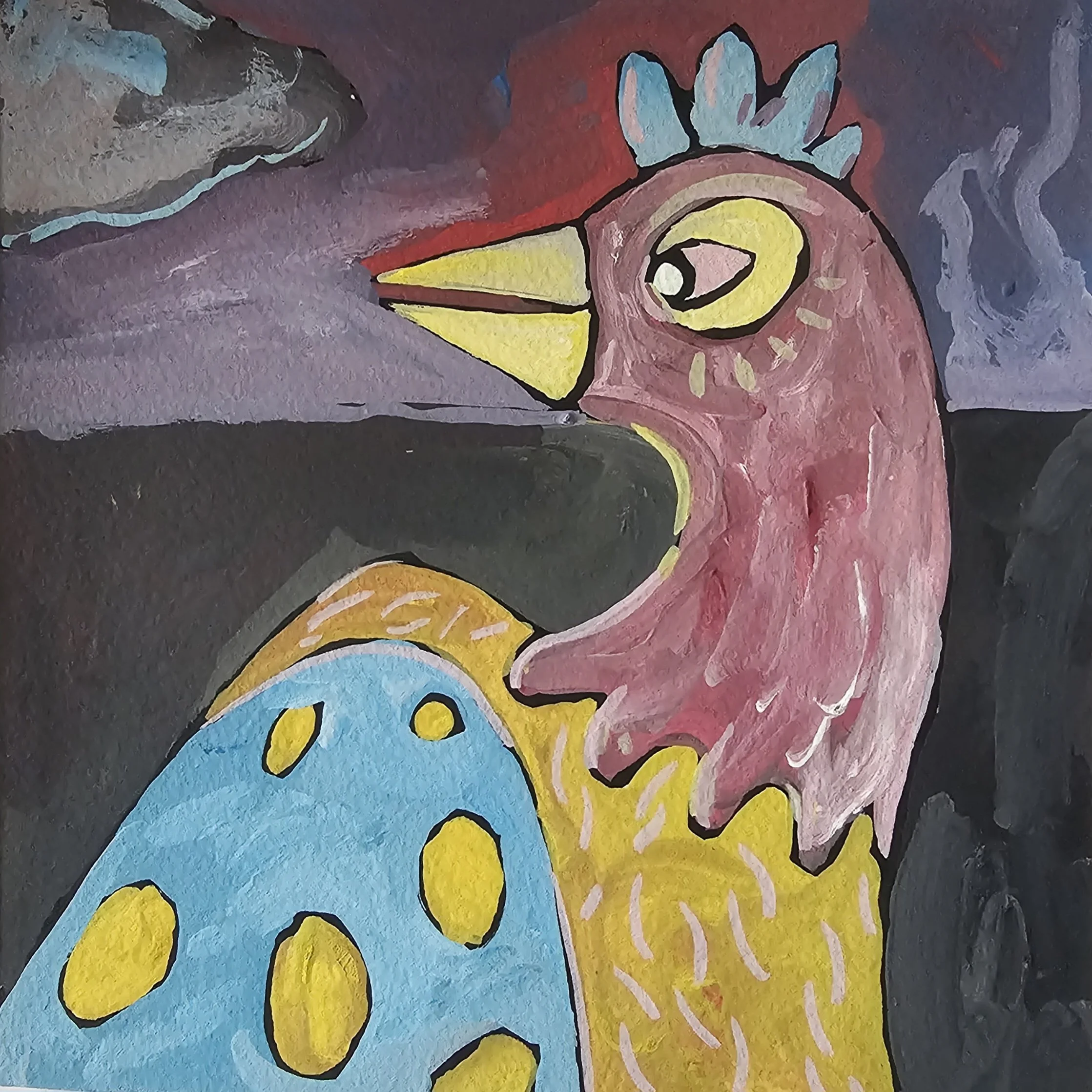 Poules 87 - 30 x 30 cm - 75€ (hors cadre et livraison)