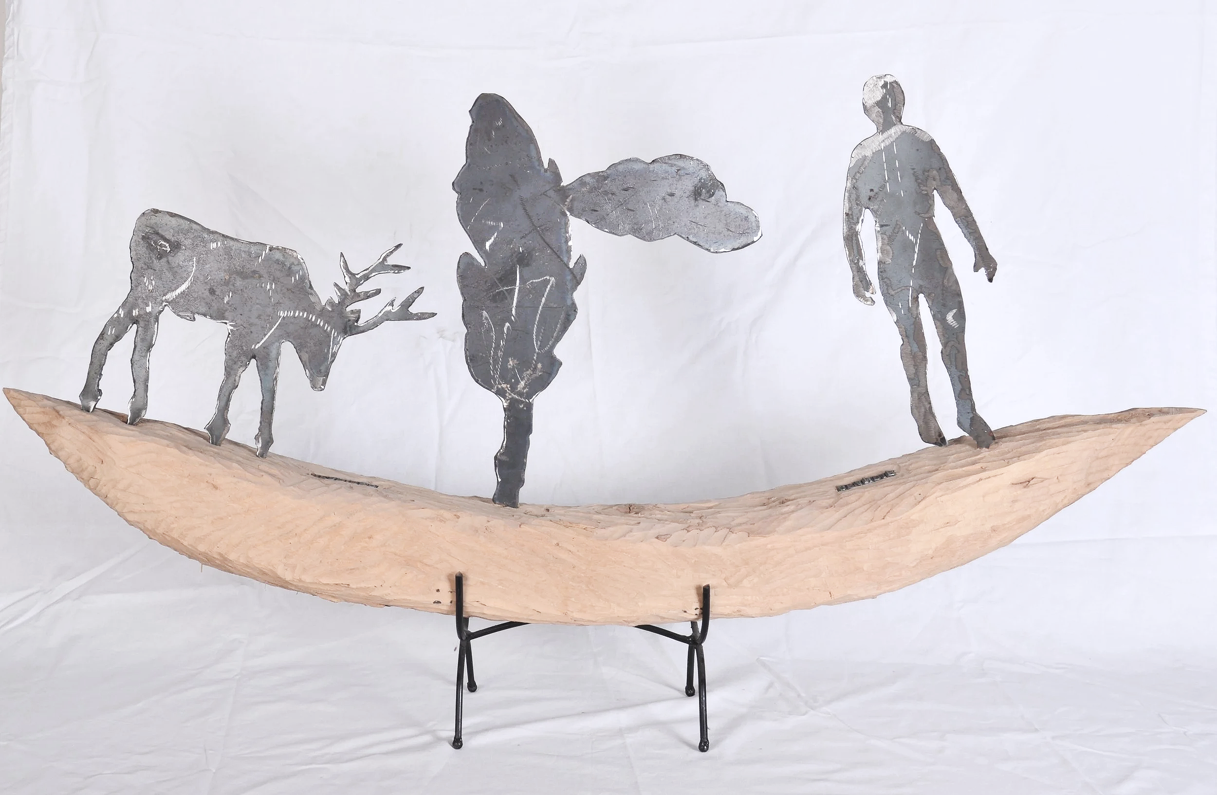 Barque bois et métal 100 x 40 cm