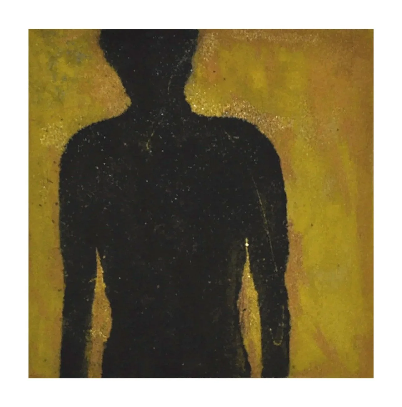 Silhouette noire, cendres et pigments sur toile, 110 x 110 cm