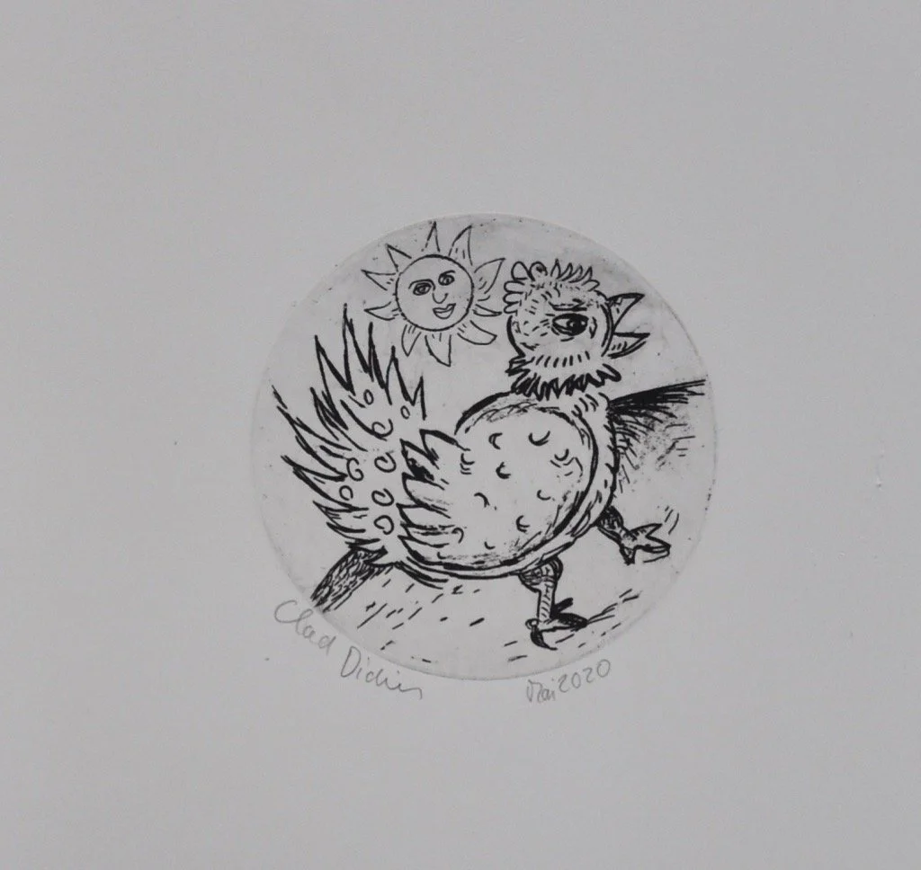 Poules confinées n°1, Impression gravure sur cuivre