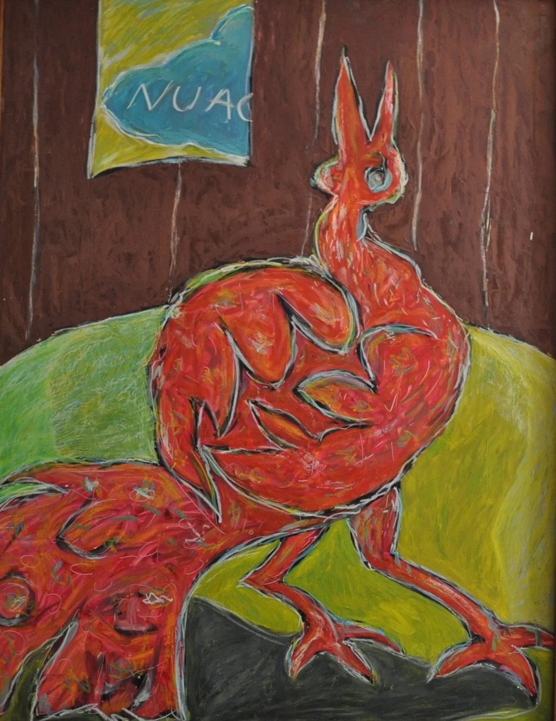 Poule "Nuage", huile sur toile, 70 x 90 cm