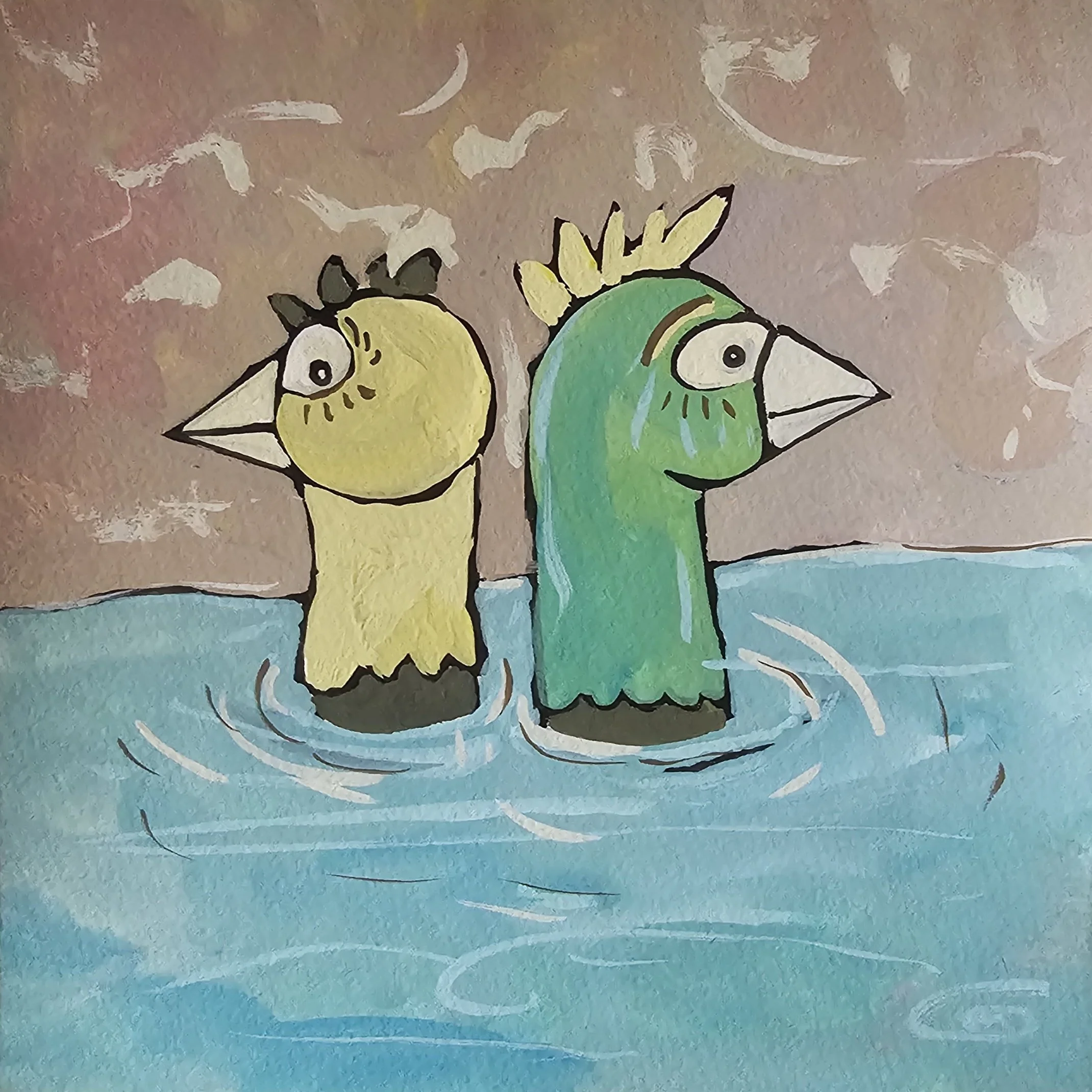 Poules 86 - 30 x 30 cm - 75€ (hors cadre et livraison)