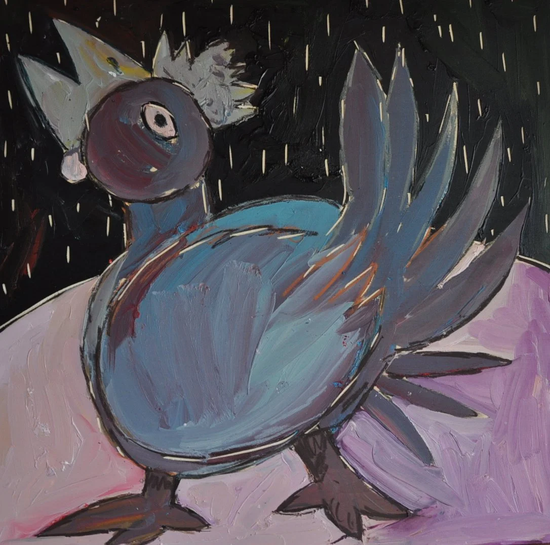 Poule peinture à l´huile, 50 x50 cm