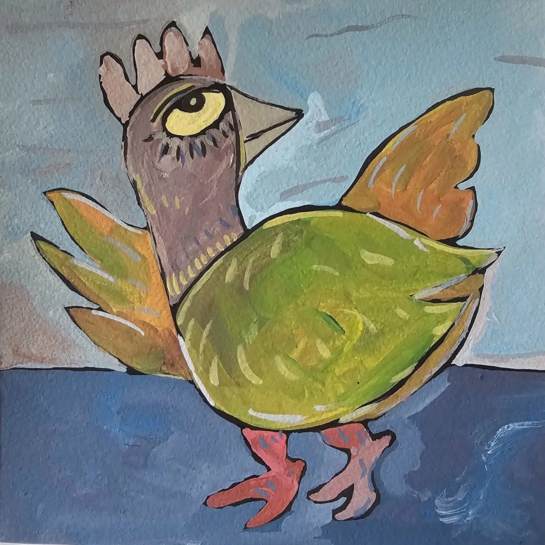 Poules 75 - 30 x 30 cm - 75€ (hors cadre et livraison)