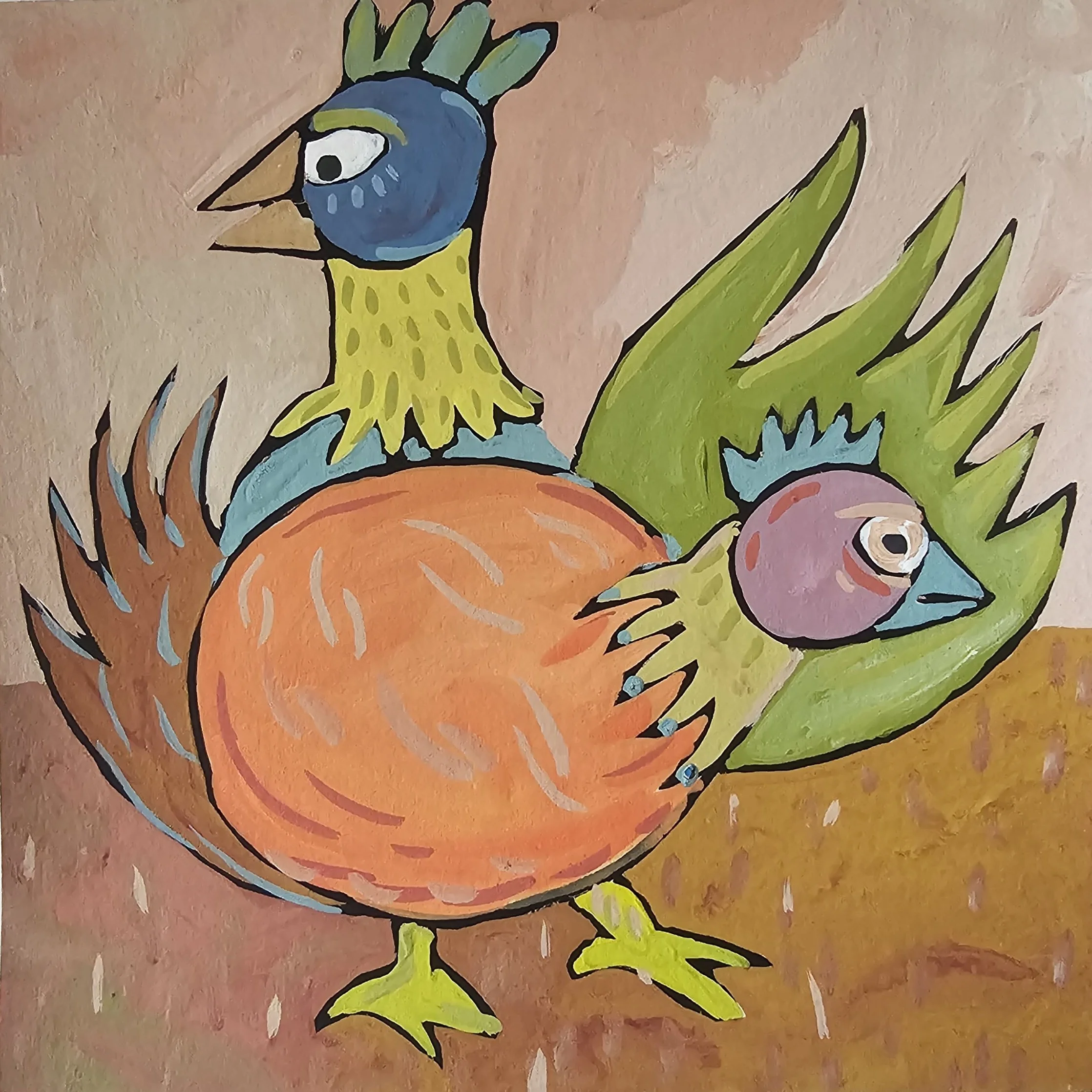 Poules 64 - 30 x 30 cm - 75€ (hors cadre et livraison)