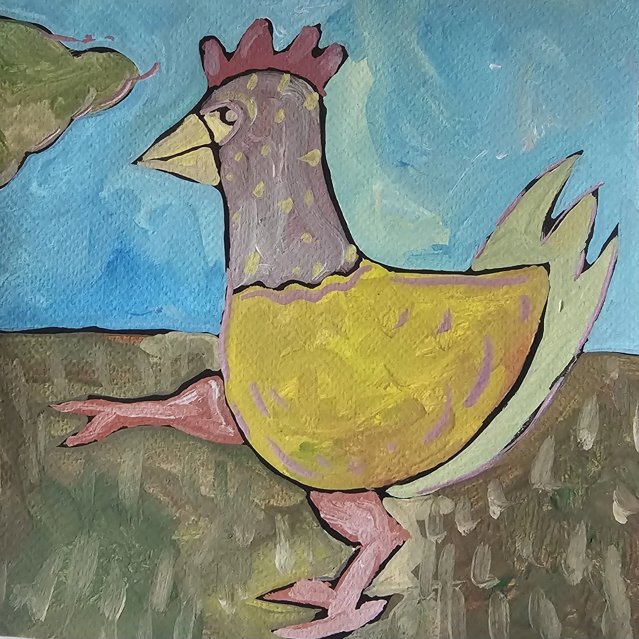 Poules 80 - 30 x 30 cm - 75€ (hors cadre et livraison)