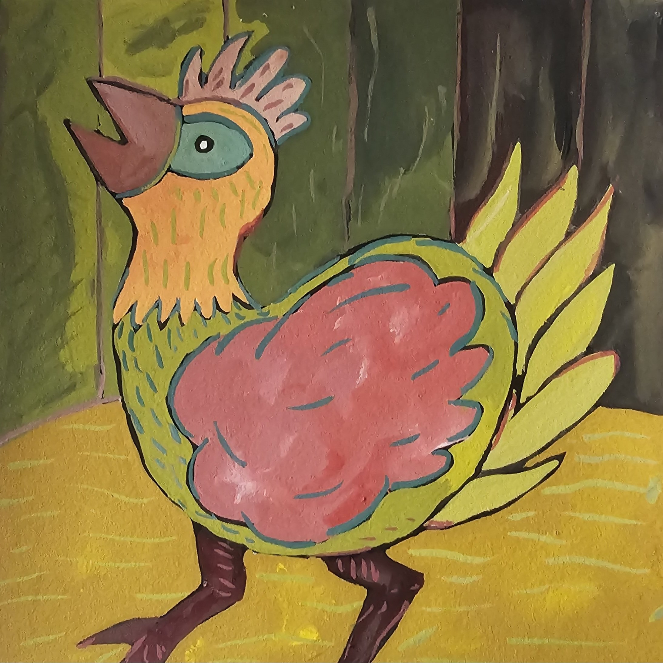 Poules 98 - 30 x 30 cm - 75€ (hors cadre et livraison)