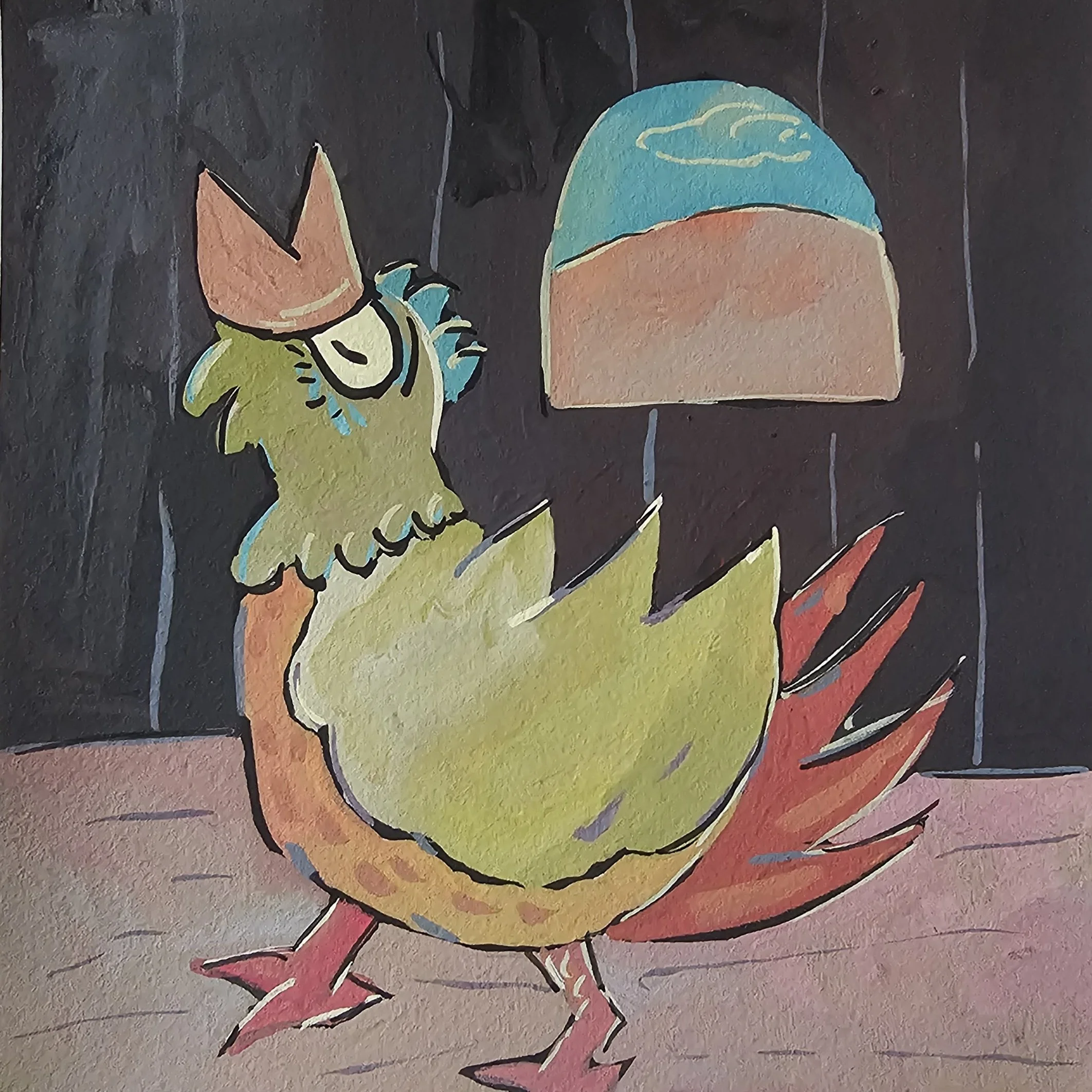 Poules 70 - 30 x 30 cm - 75€ (hors cadre et livraison)