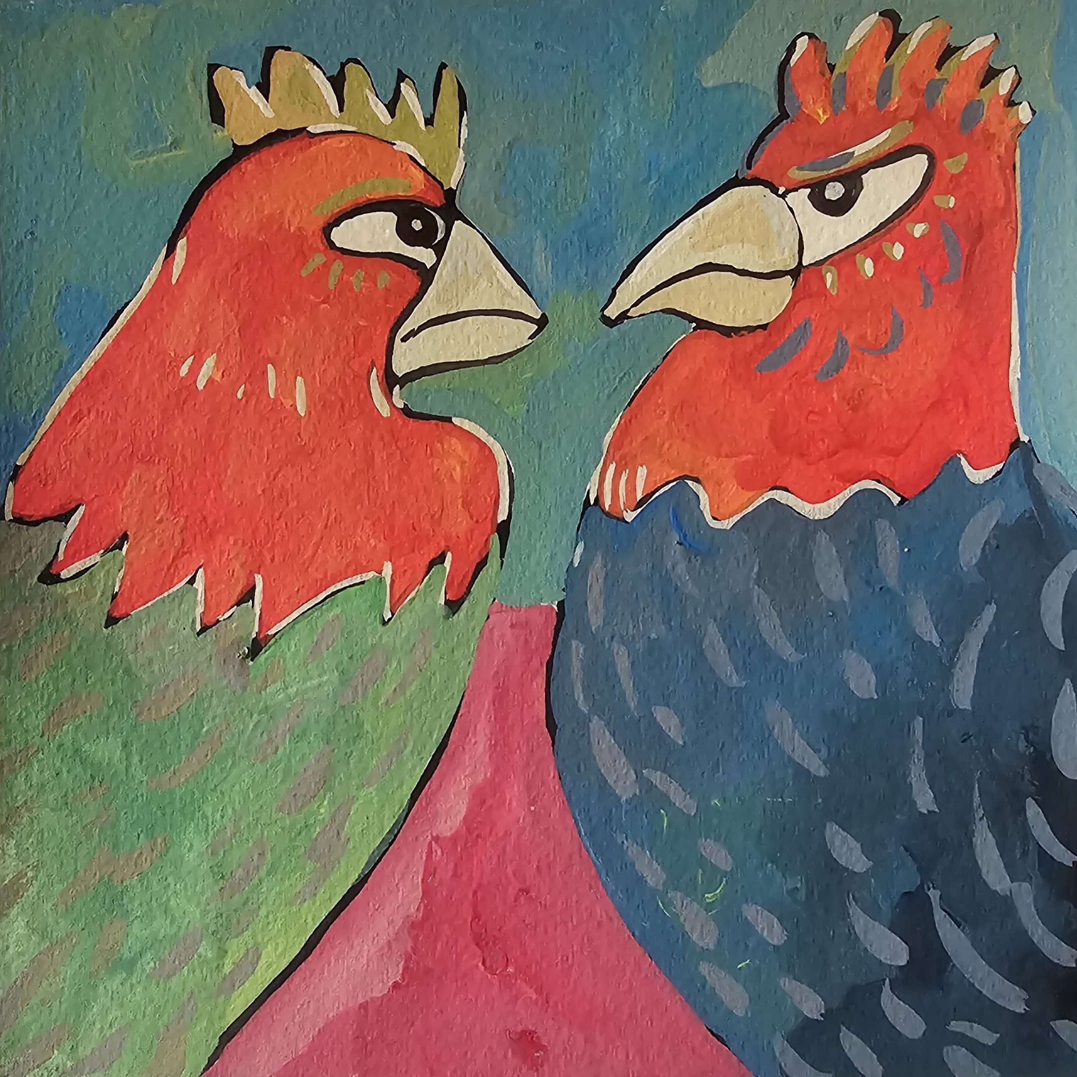 Poules 73 - 30 x 30 cm - 75€ (hors cadre et livraison)