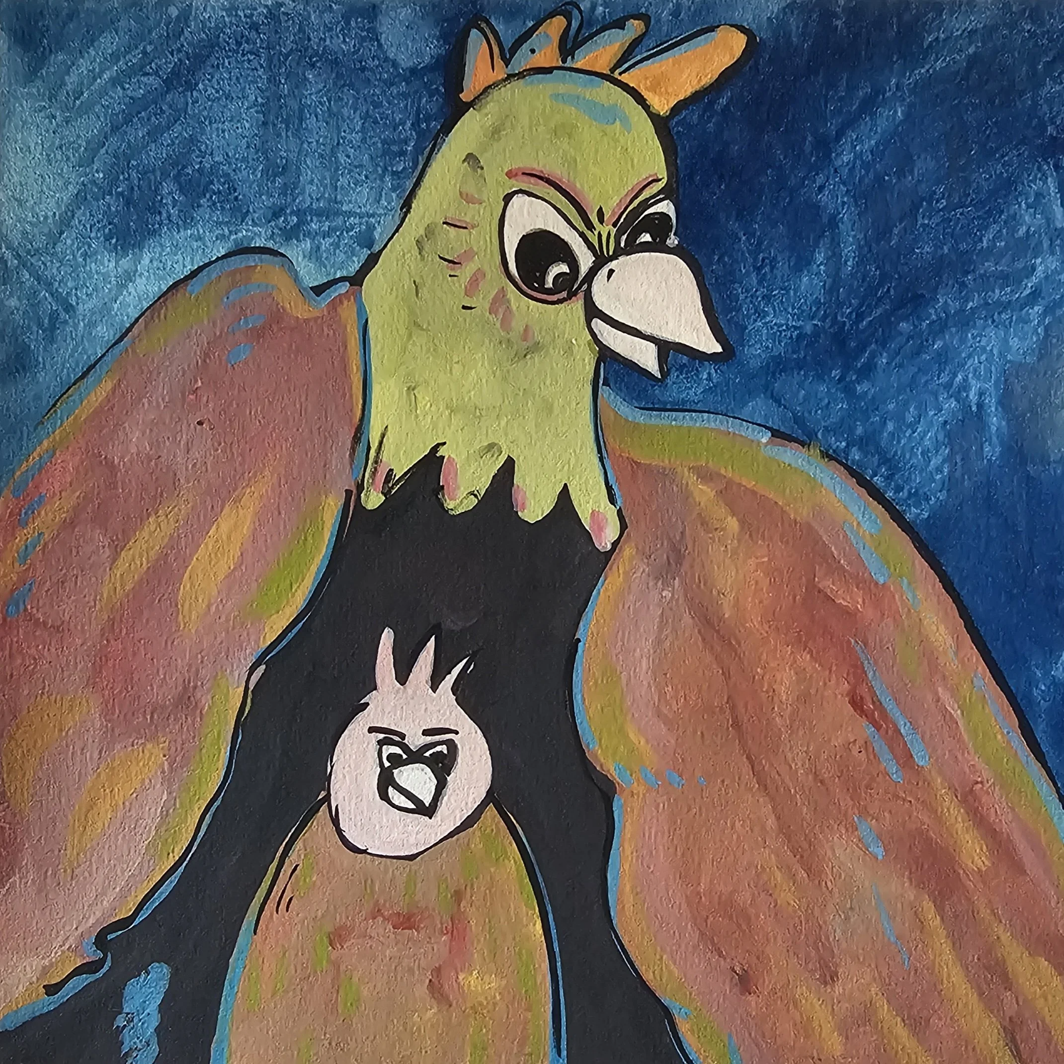 Poules 52 - 30 x 30 cm - 75€ (hors cadre et livraison)