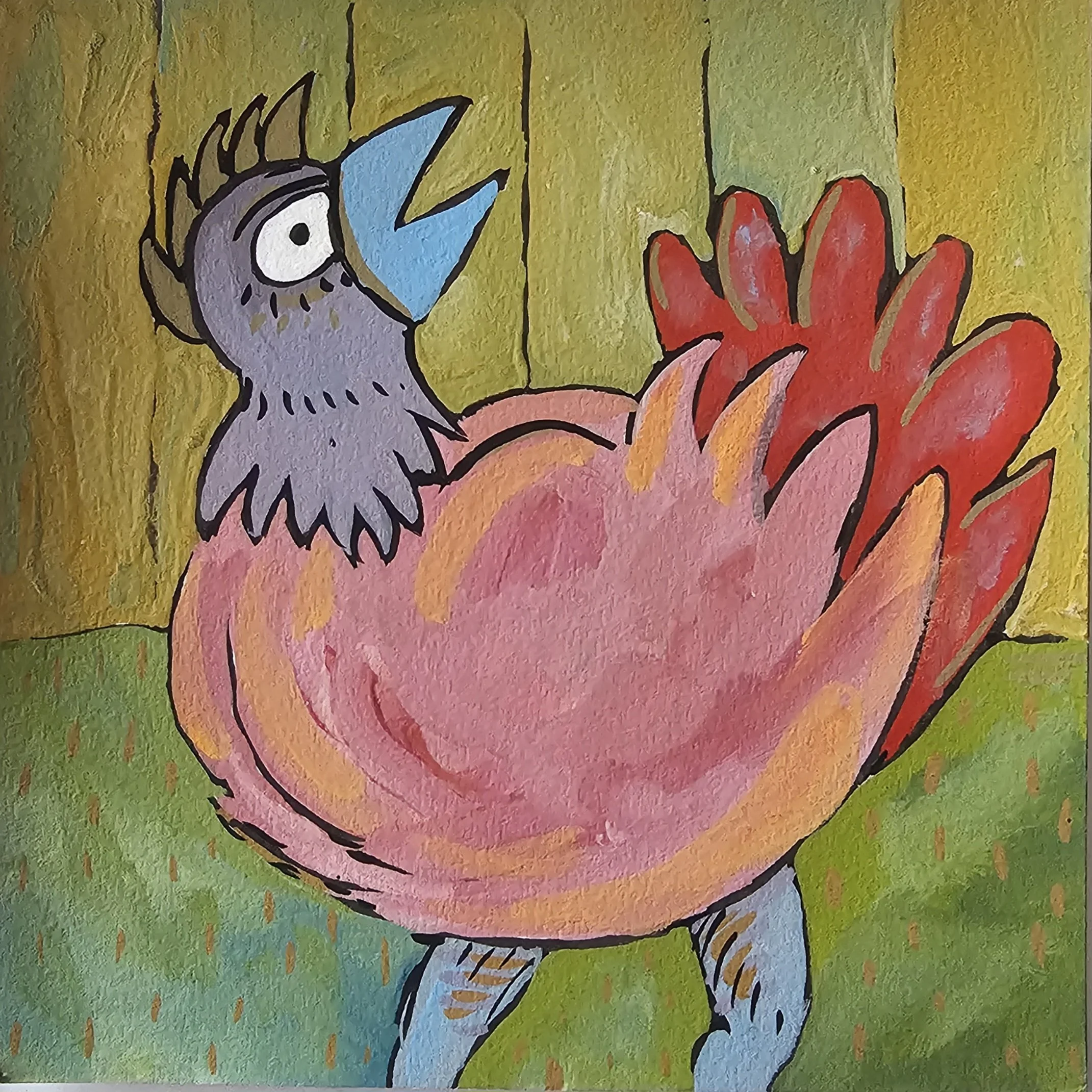Poules 38 - 30 x 30 cm - 75€ (hors cadre et livraison)