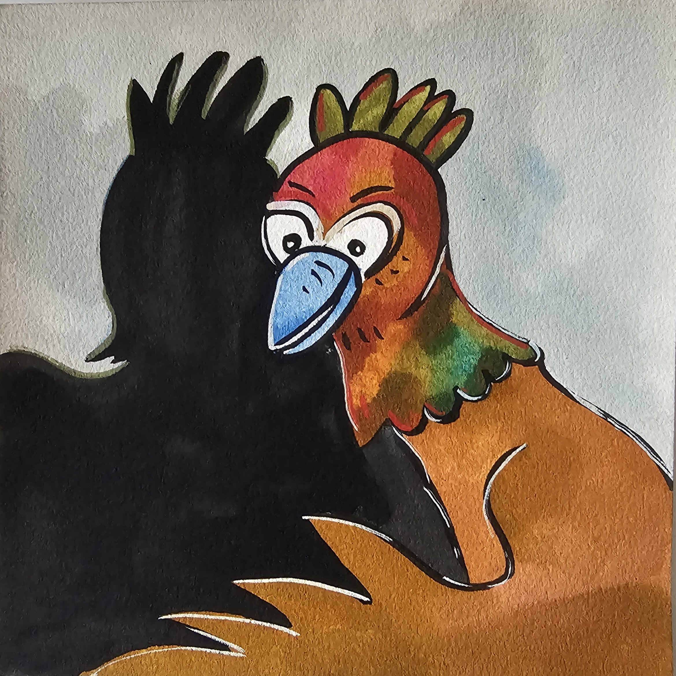 Poules 32 - 30 x 30 cm - 75€ (hors cadre et livraison)