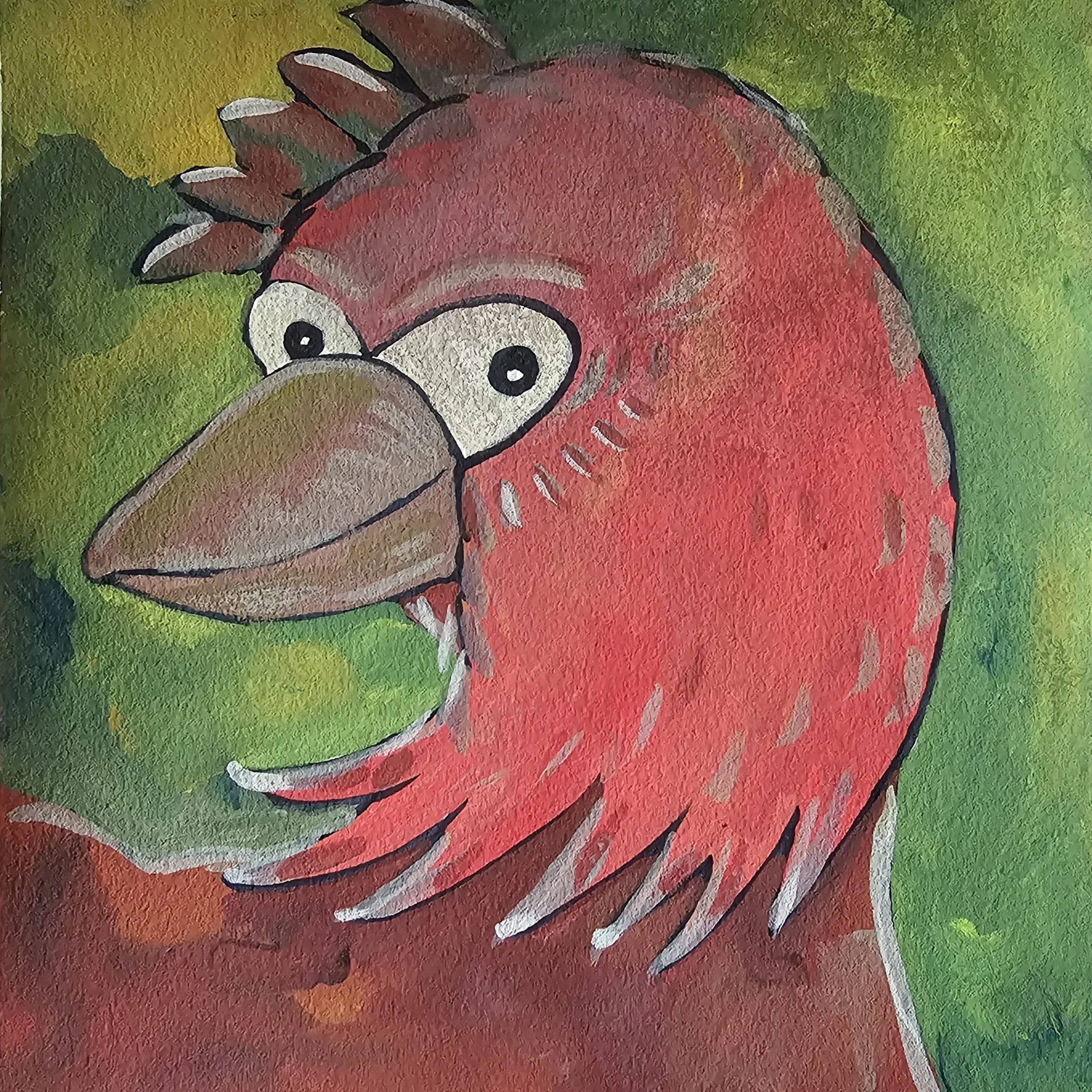 Poules 34 - 30 x 30 cm - 75€ (hors cadre et livraison)
