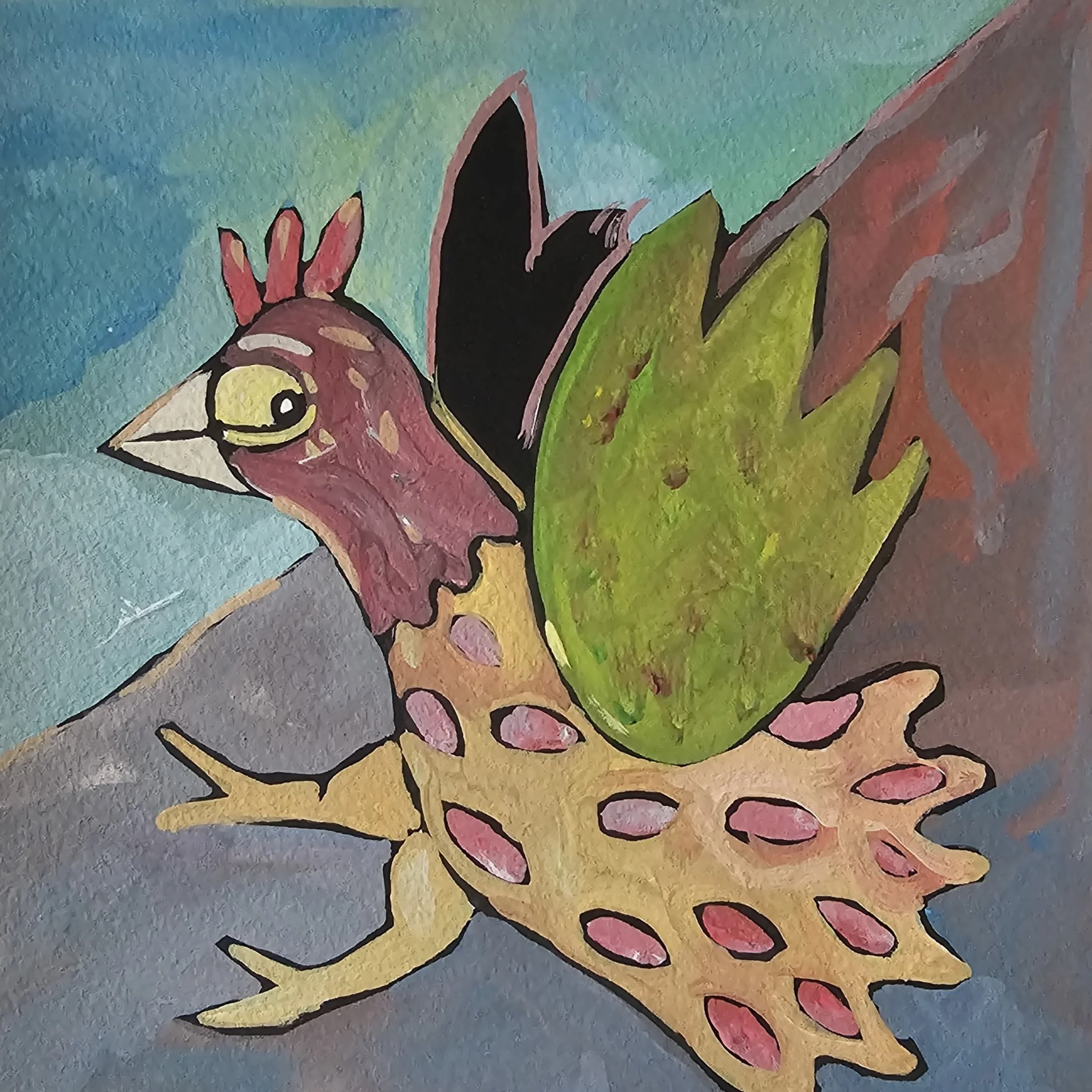 Poules 82 - 30 x 30 cm - 75€ (hors cadre et livraison)