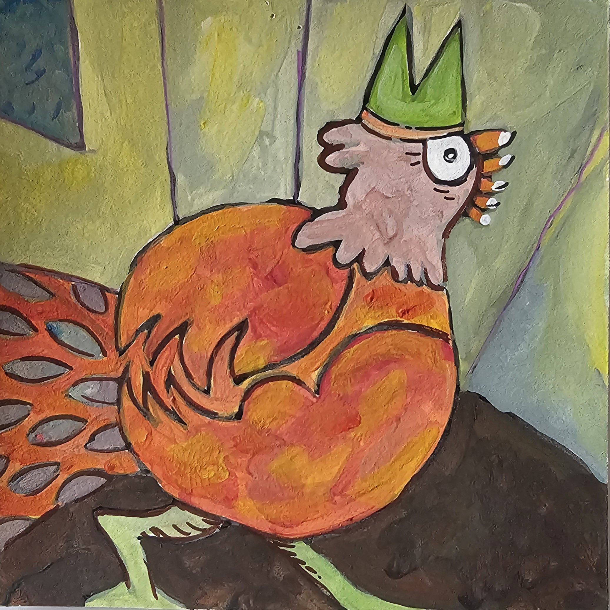 Poules 49 - 30 x 30 cm - 75€ (hors cadre et livraison)