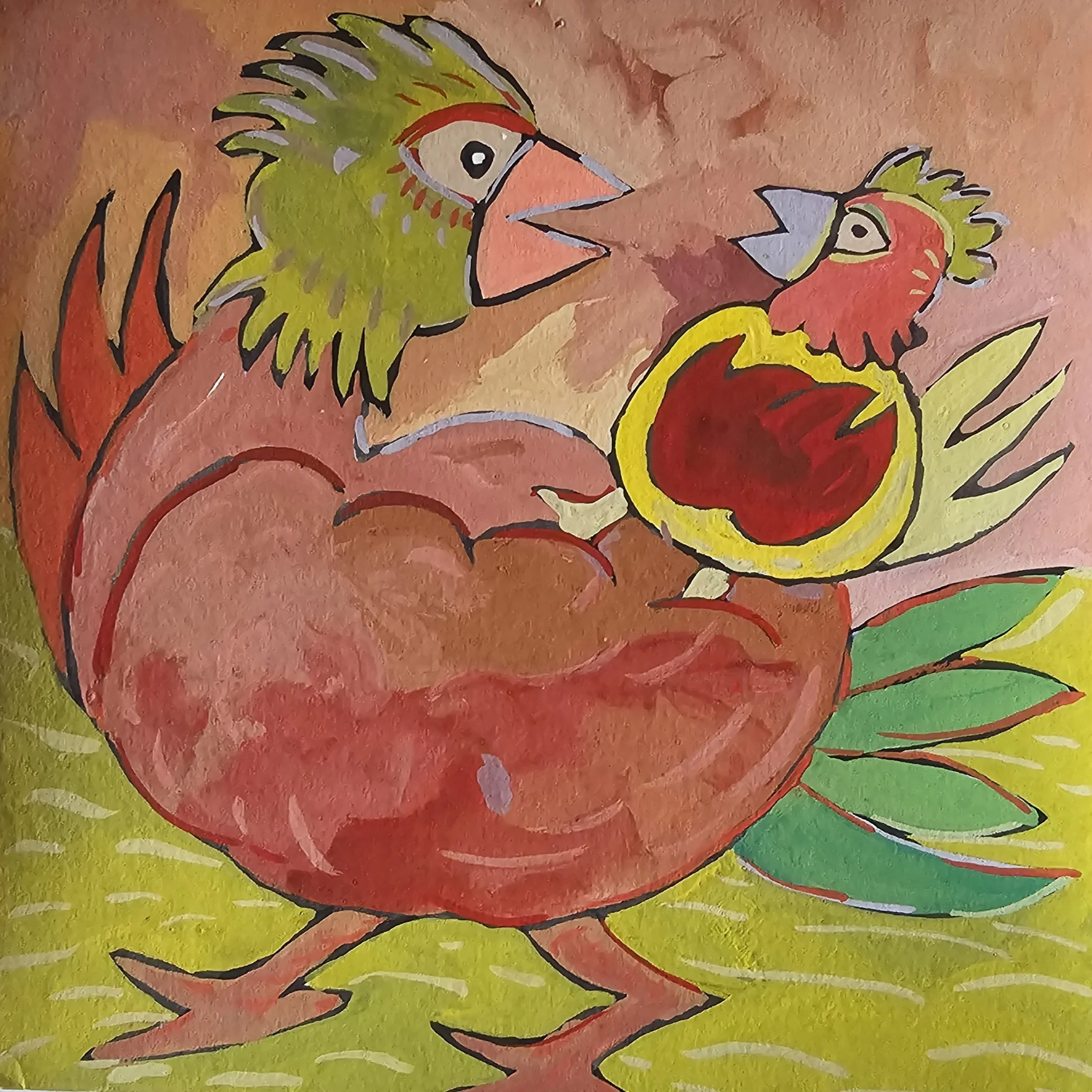 Poules 94 - 30 x 30 cm - 75€ (hors cadre et livraison)