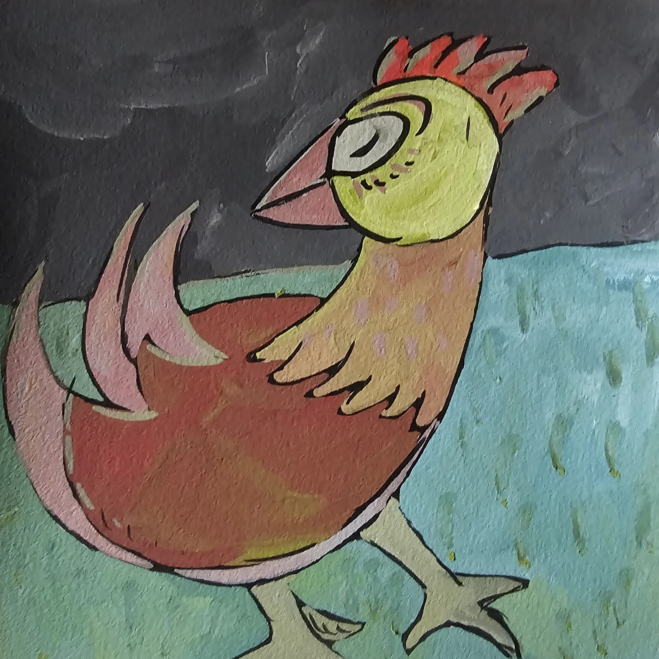 Poules 33 - 30 x 30 cm - 75€ (hors cadre et livraison)