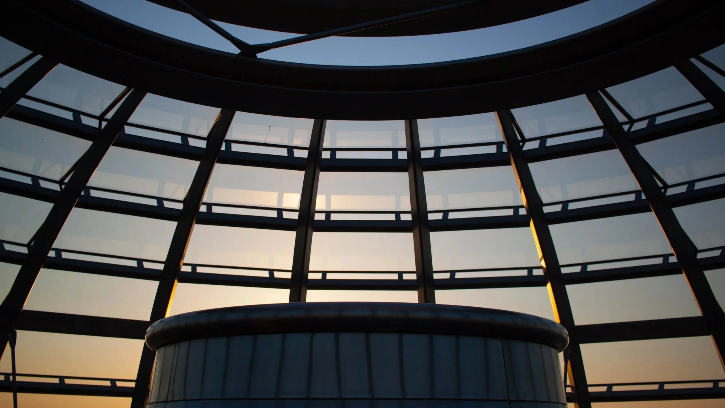 Sunset from the roof of the Bundestag in Berlin