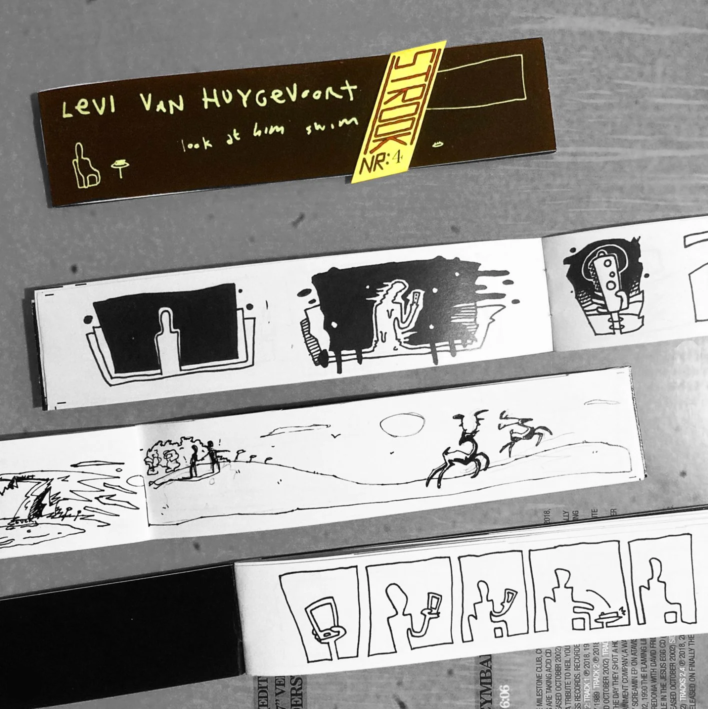 'Look at him swim', a black and white mini-comic showing the beauty of nature versus the need to stay home.