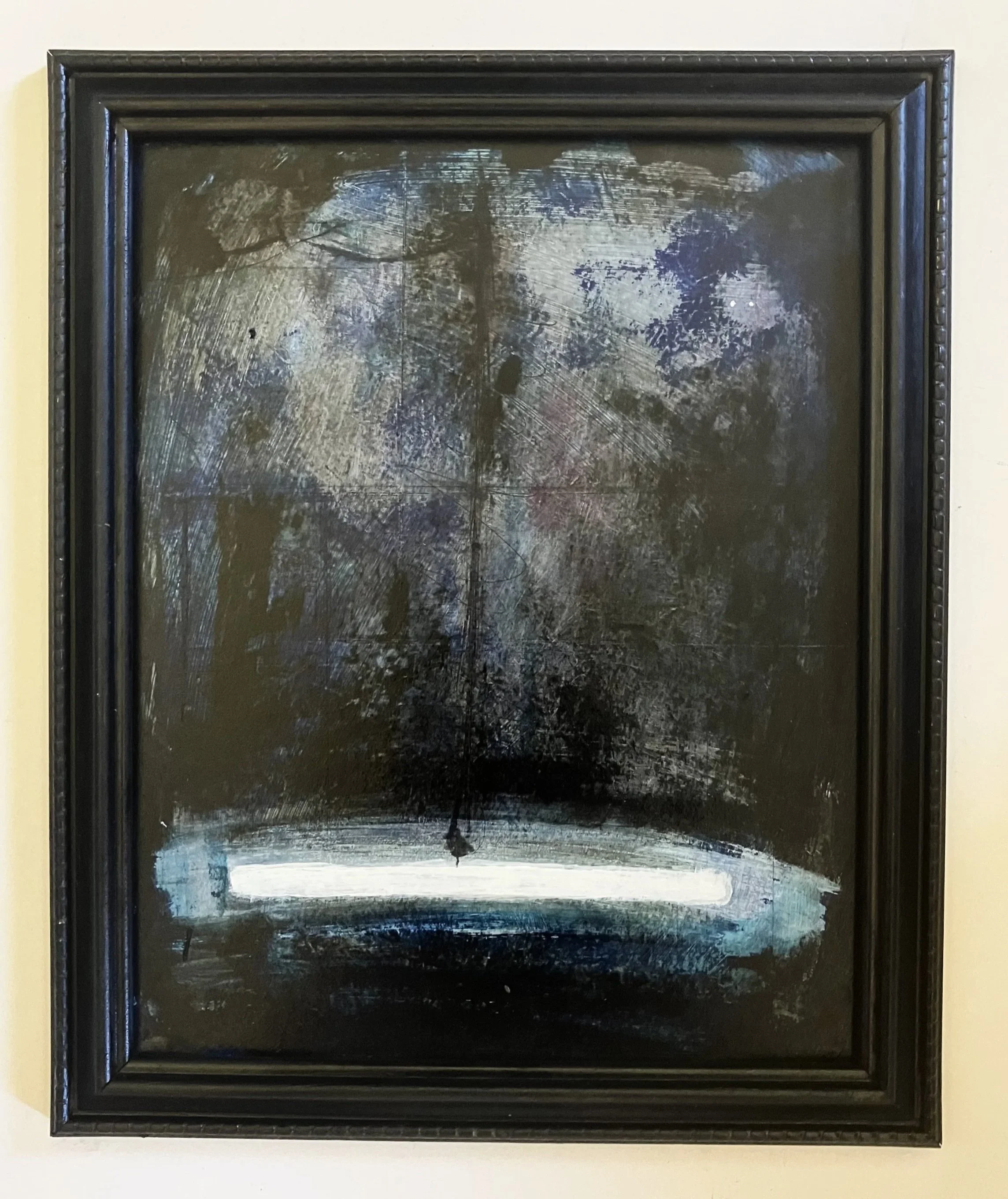 
NIGHT LIGHT. 
Acrylic paint, pencil. 
Vintage Frame                                                                                         
24cm x 29cm £700.00
