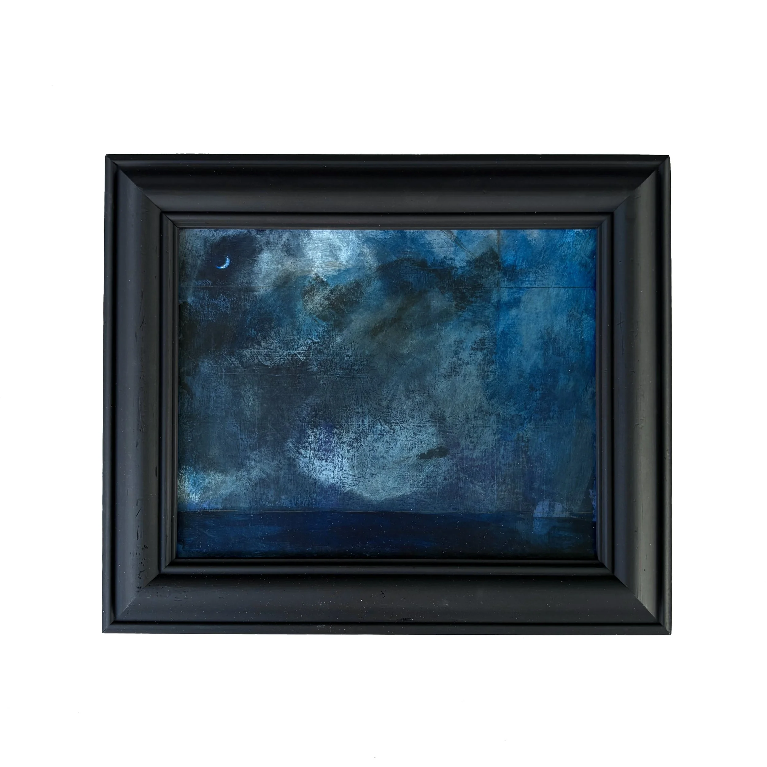 INDUCED COMA. 2026 
Acrylic Paint, pencil on hardboard. 
Vintage frame.
34cm x 28.5cm £450.00

