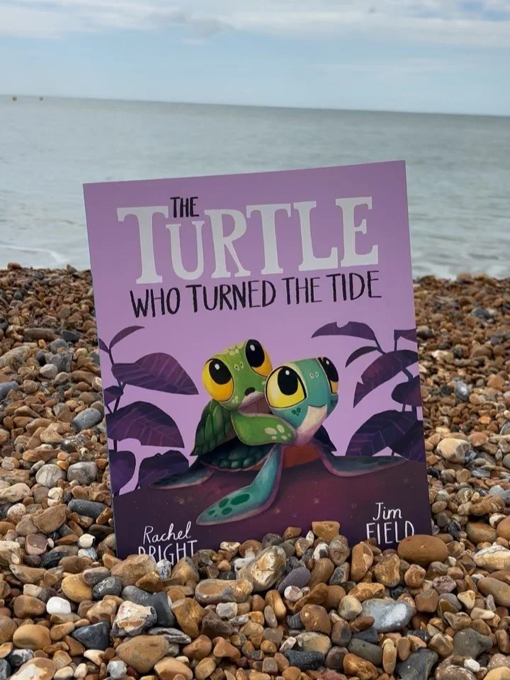 🐢The Turtle Who Turned the Tide 🌊 

By @rachelbrightbooks 
Illustrated by @_jimfield 
Published by @hachettechildrens 

Tula and her hatchling brother Tiny are racing towards the ocean. Will they make it safely across the beach? Suddenly, Tula real