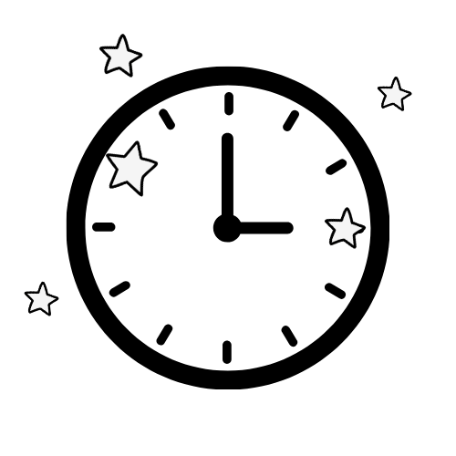 A clock with stars