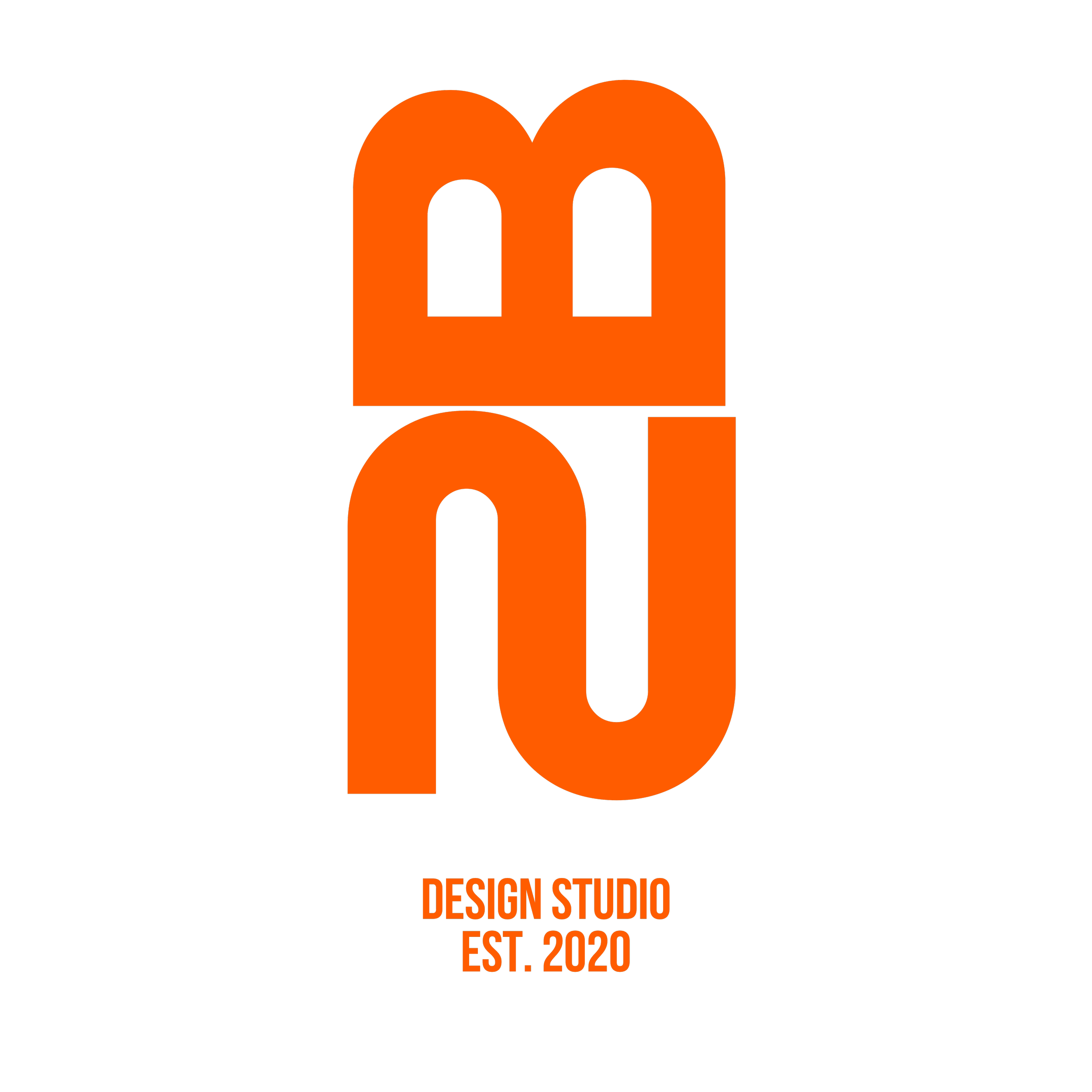 Logo for BOB Design Studio with large orange lettering on a black background, and text indicating establishment in 2020