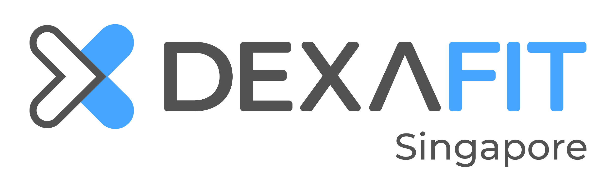 DexaFit Singapore logo in blue and grey