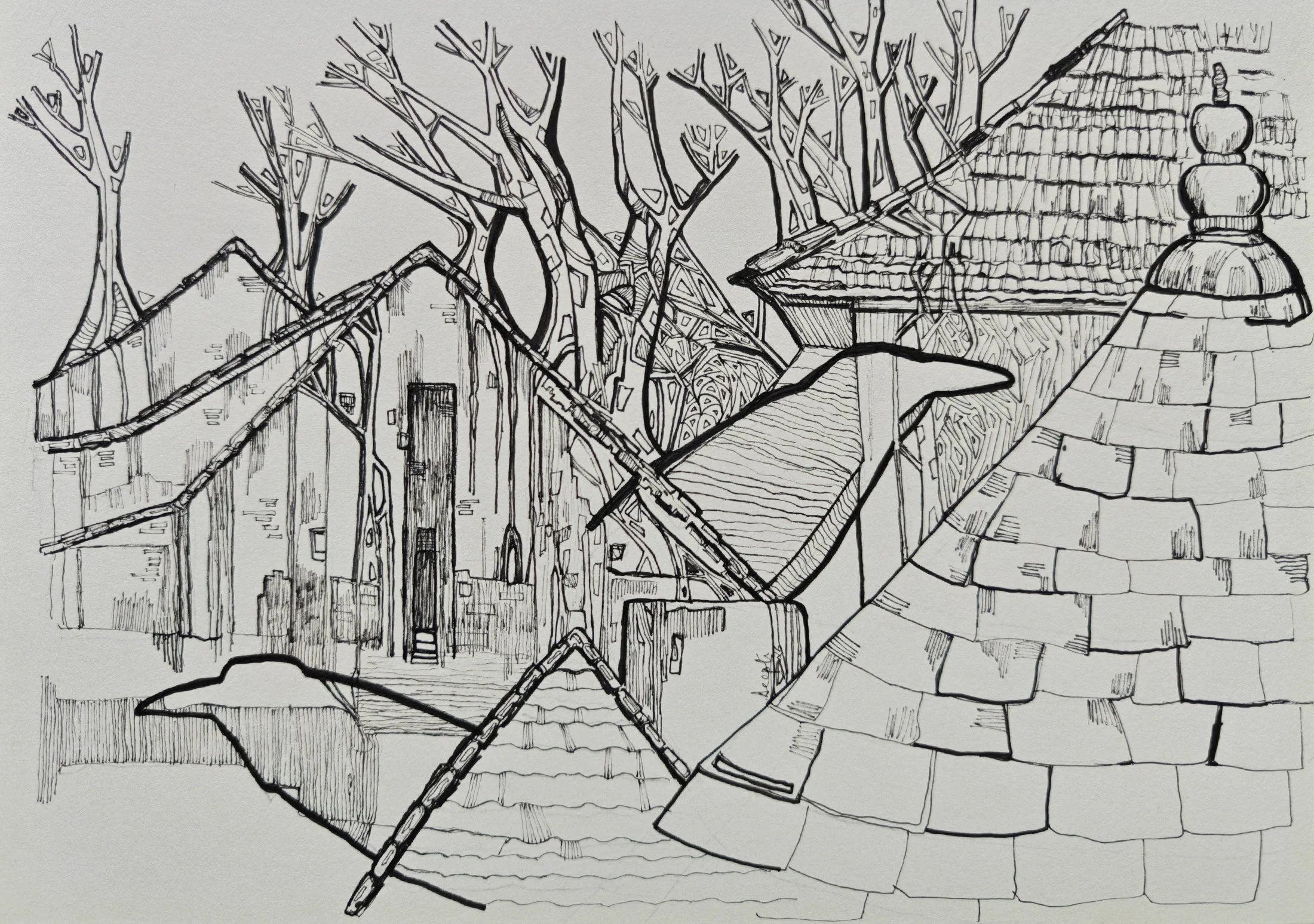 Rebirth #21 — pen and ink on paper by Deepti Nair
