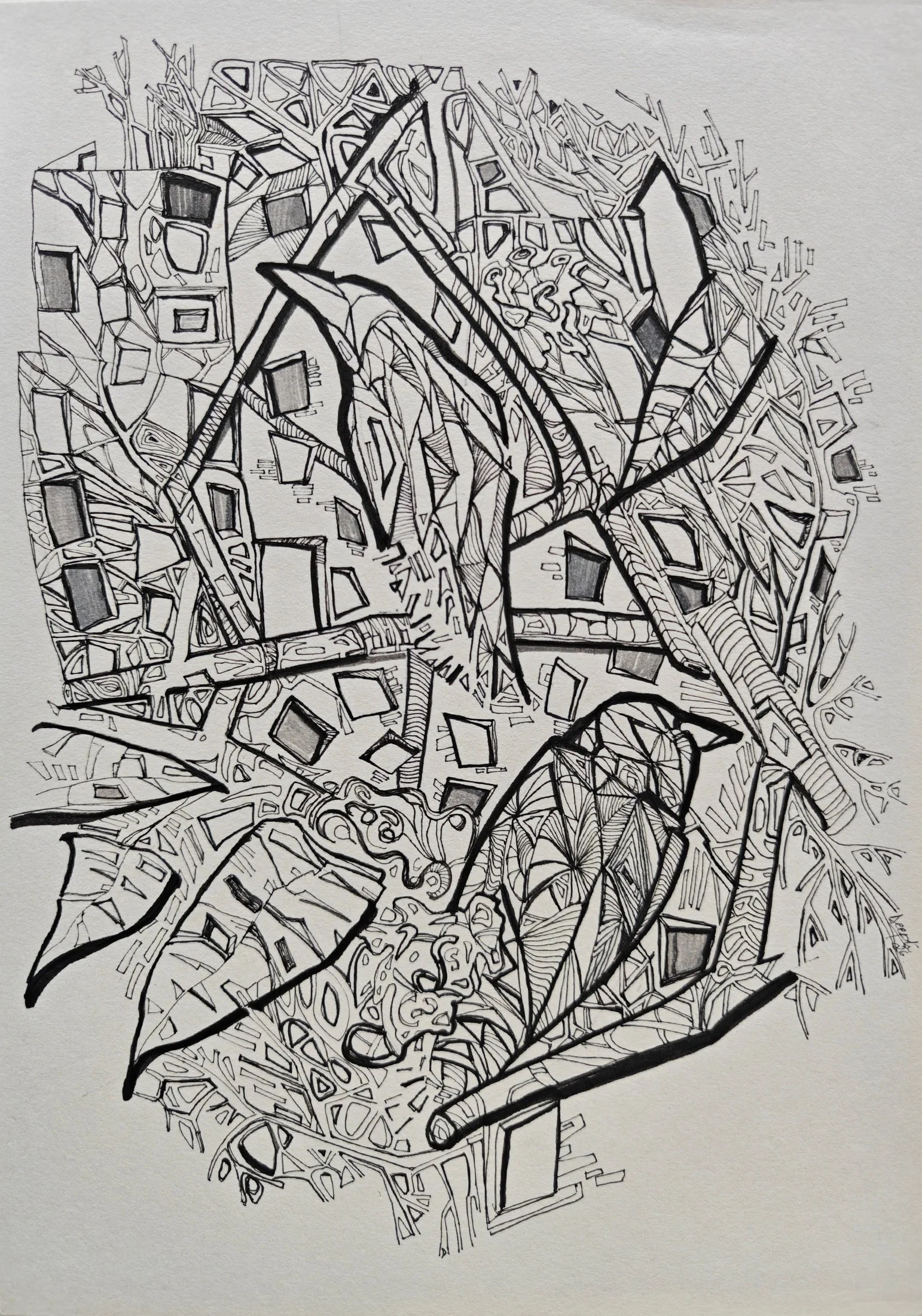 Rebirth #2 — pen and ink on paper by Deepti Nair