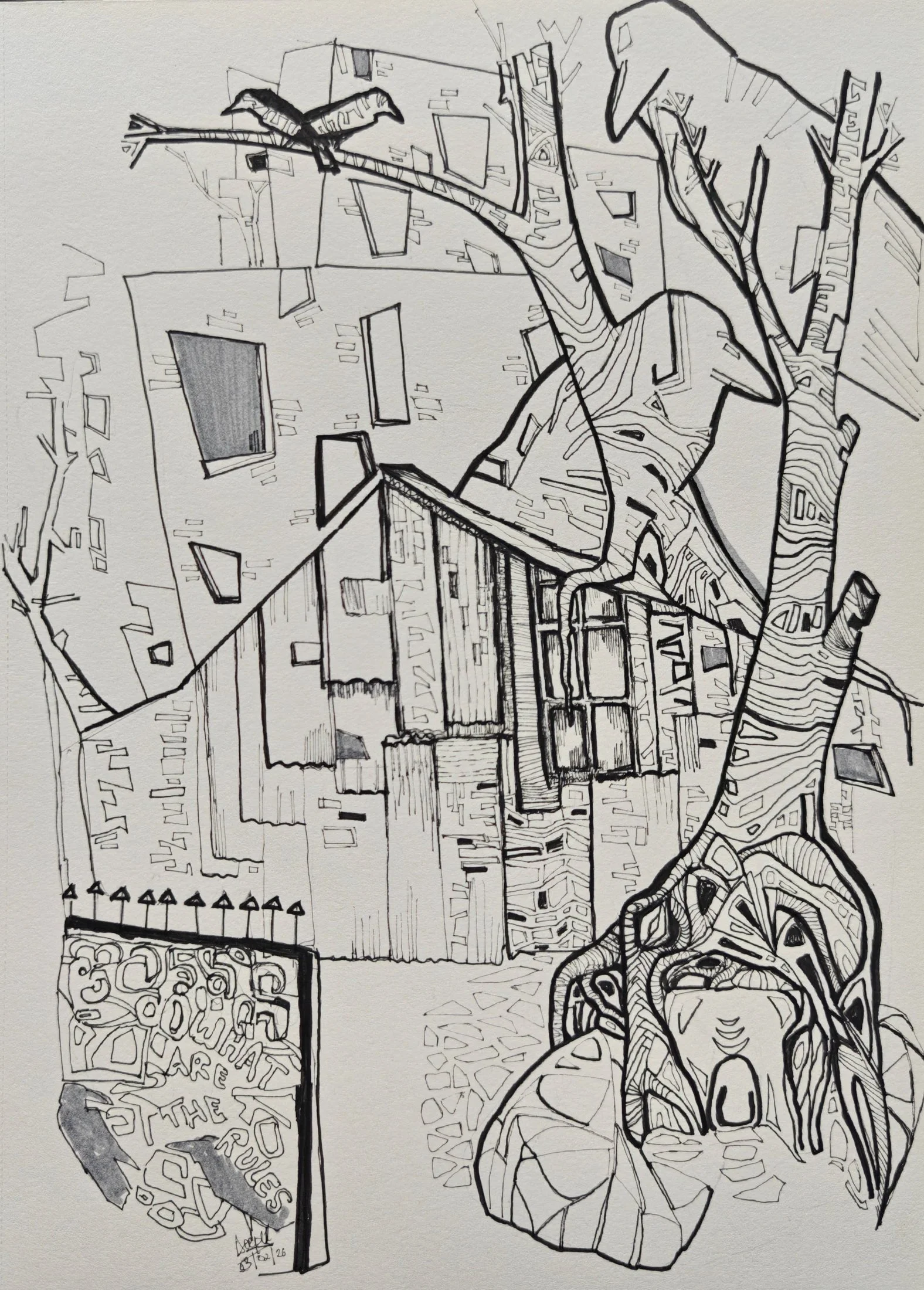 Rebirth #16 — pen and ink on paper by Deepti Nair
