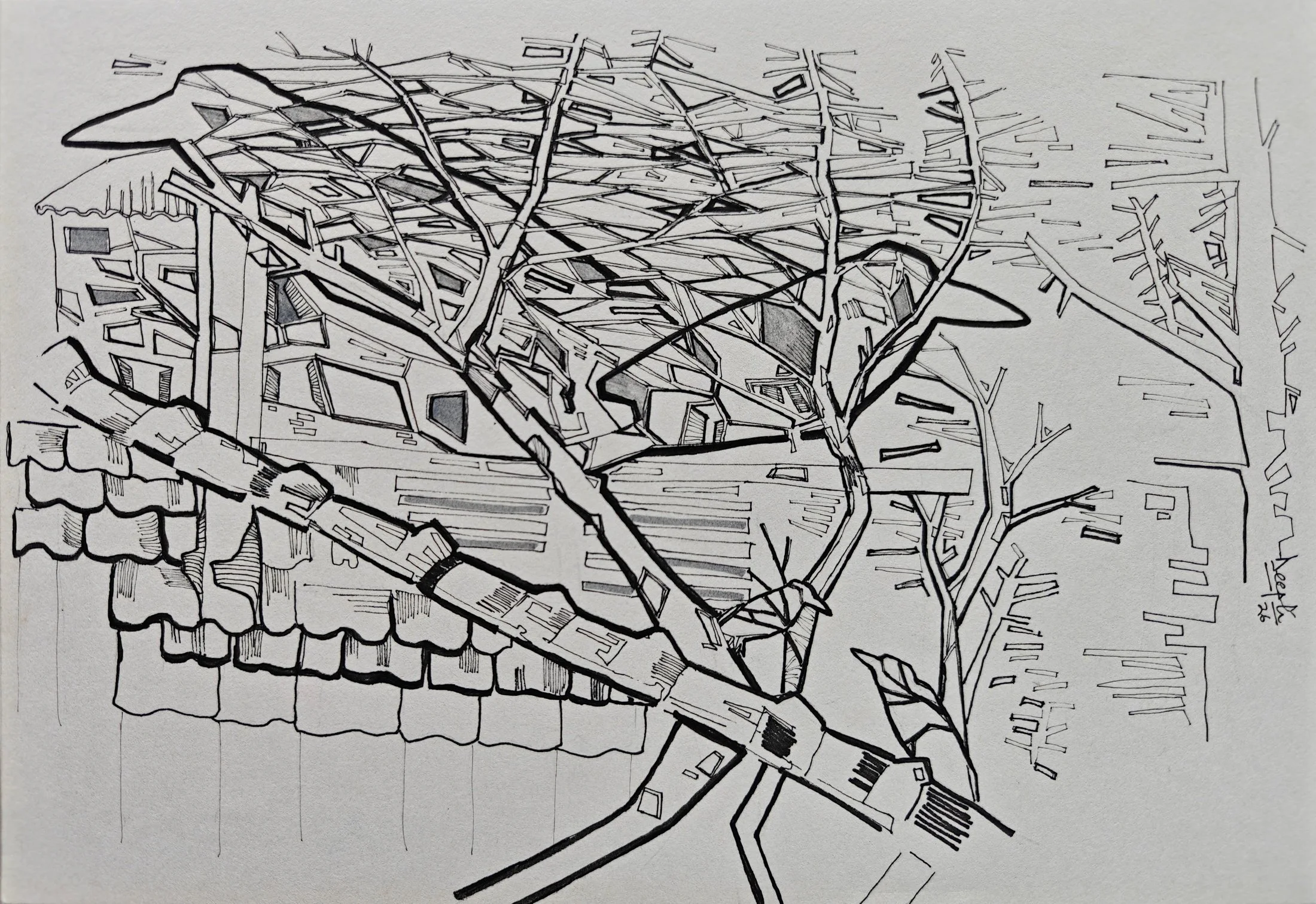 Rebirth #13 — pen and ink on paper by Deepti Nair