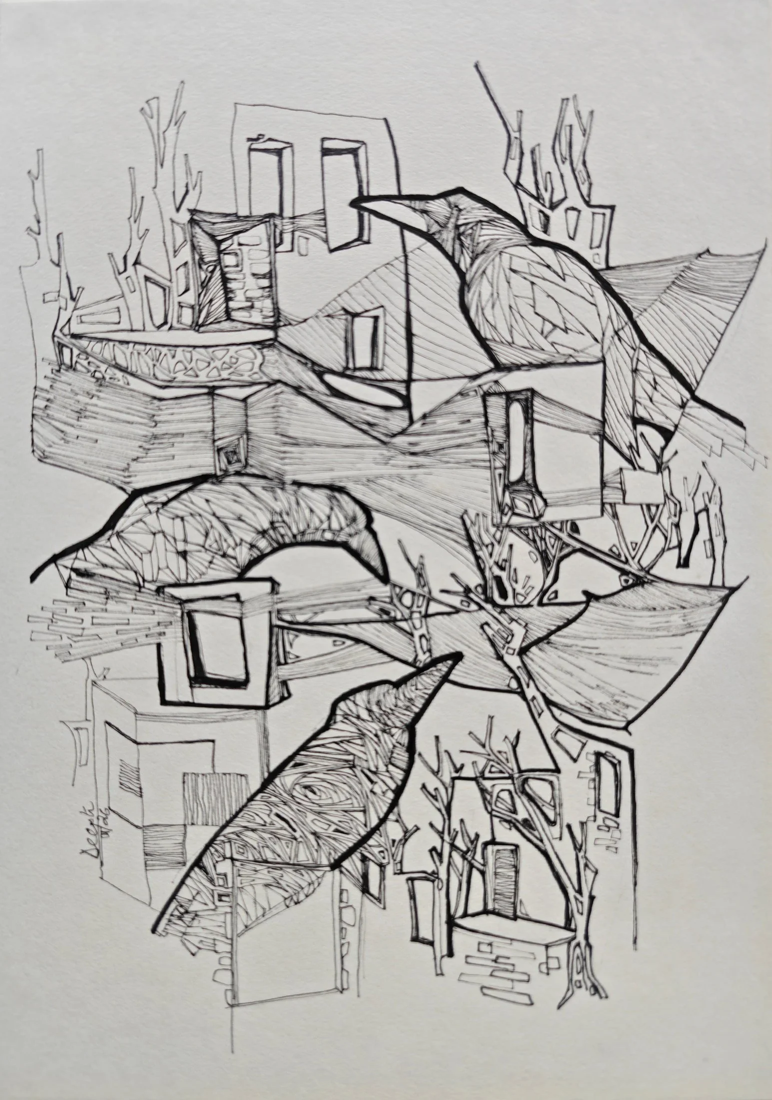Rebirth #4 — pen and ink on paper by Deepti Nair