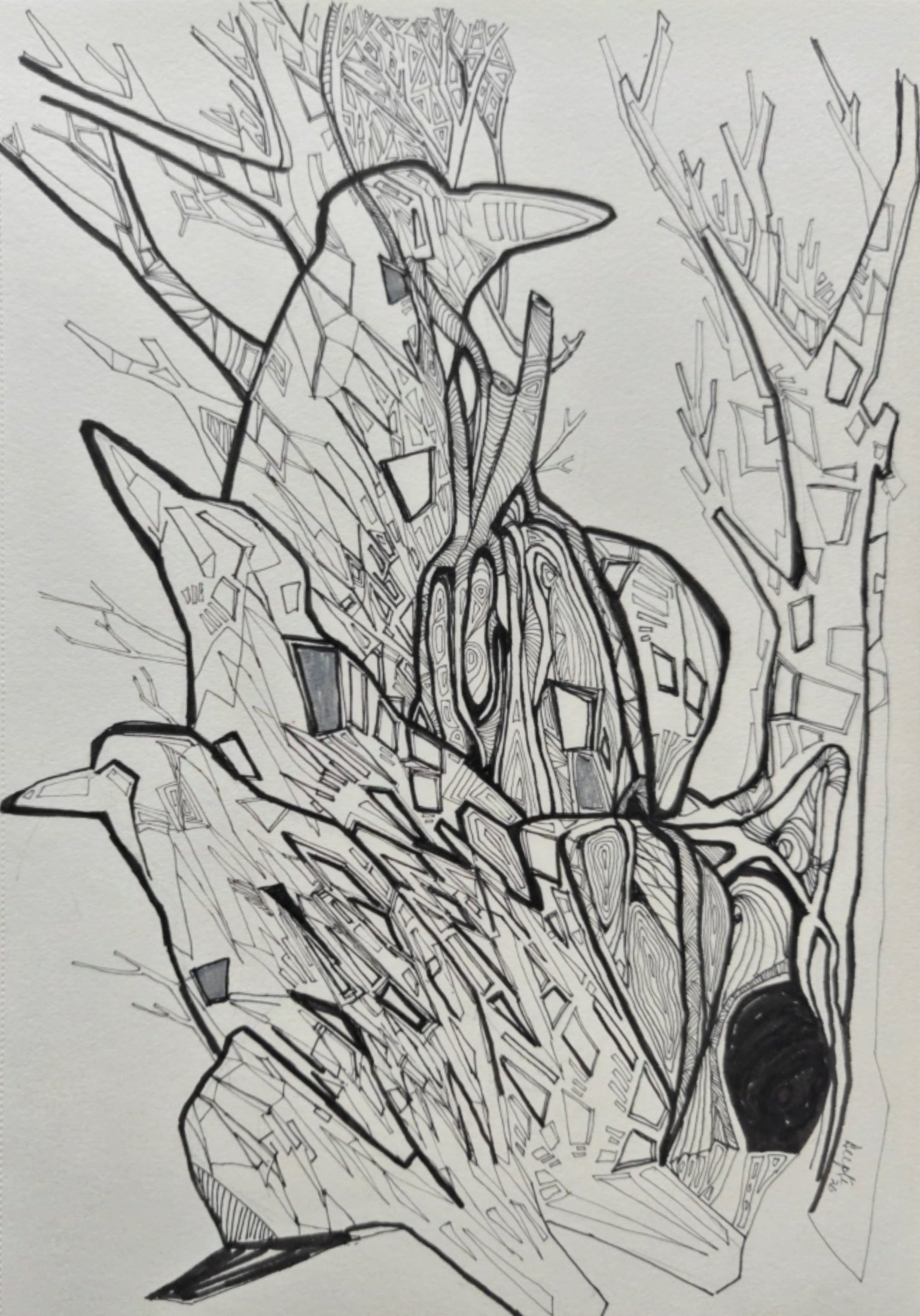 Rebirth #18 — pen and ink on paper by Deepti Nair