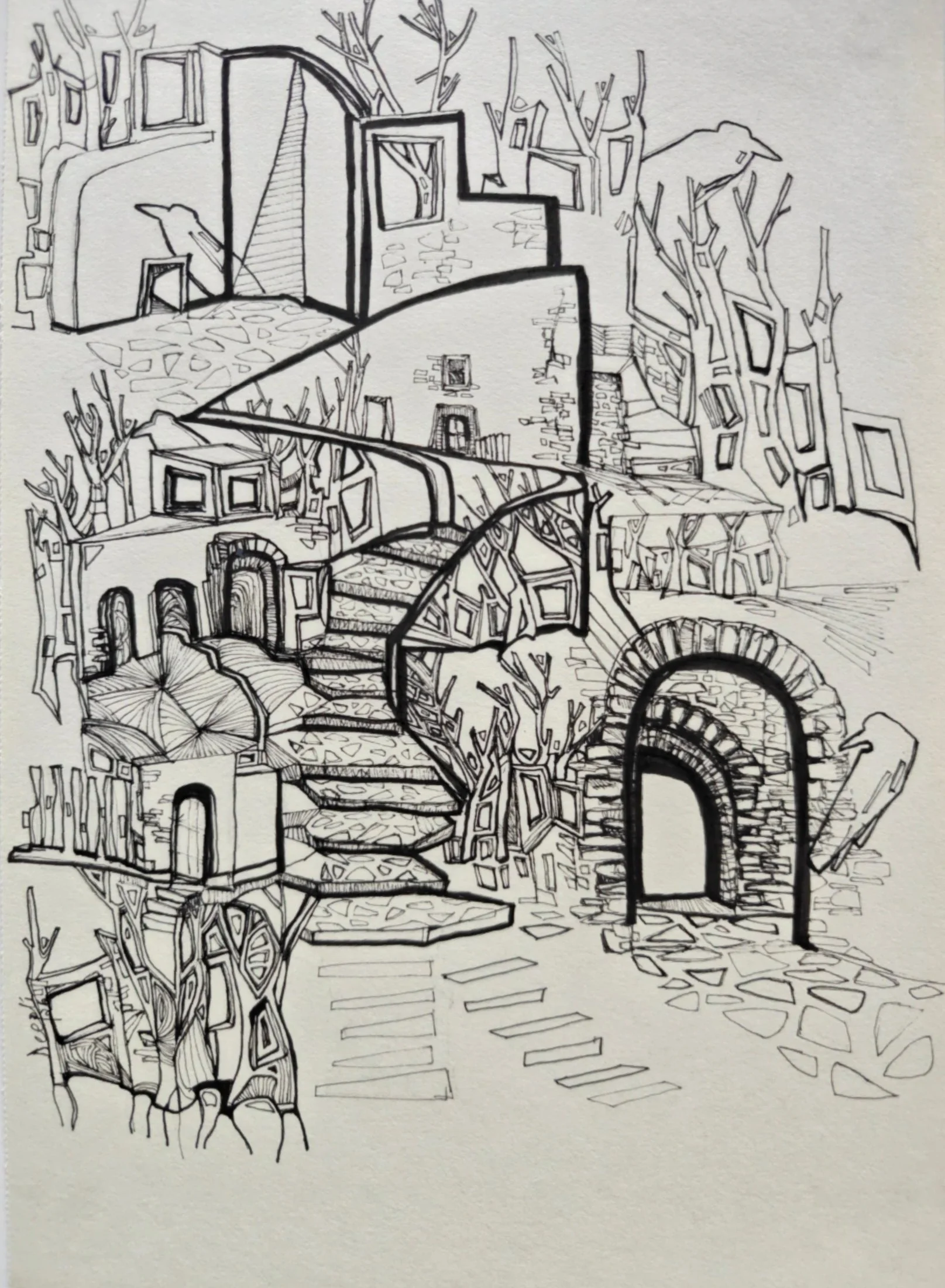 Rebirth #12 — pen and ink on paper by Deepti Nair