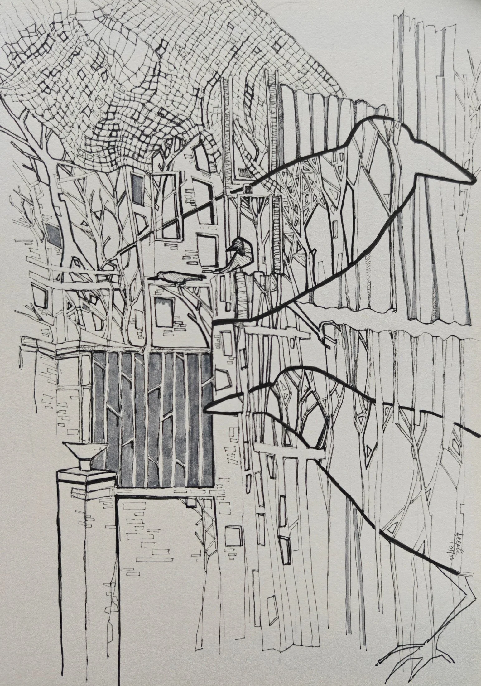 Rebirth #14 — pen and ink on paper by Deepti Nair