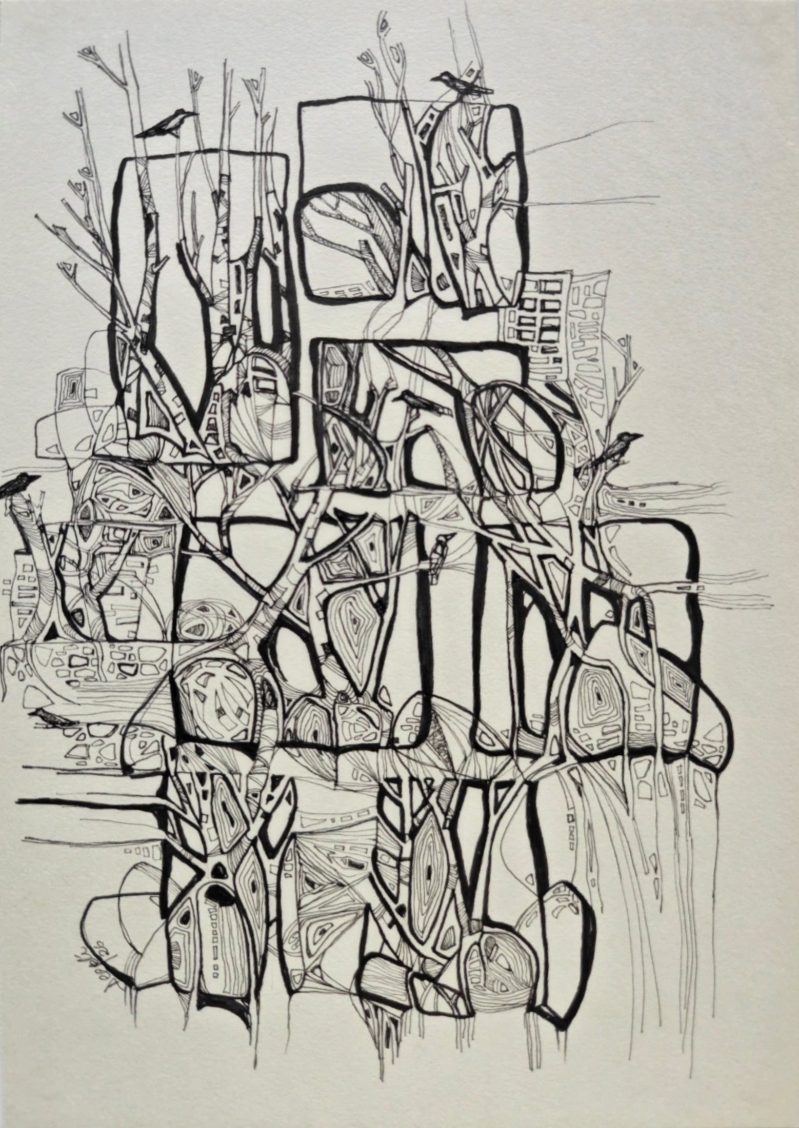 Rebirth #7 — pen and ink on paper by Deepti Nair