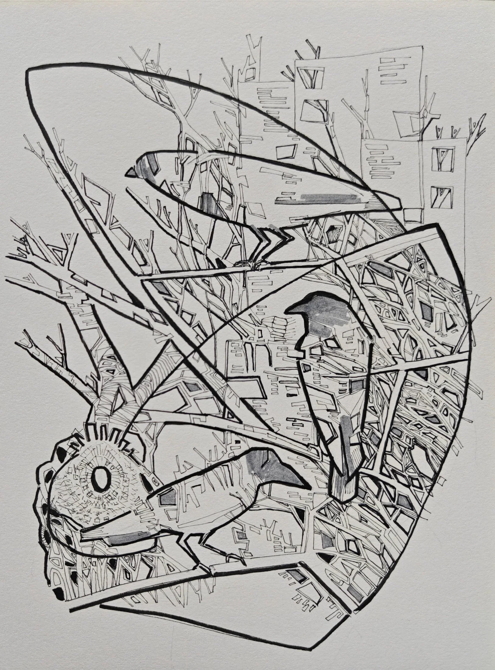 Rebirth #17 — pen and ink on paper by Deepti Nair